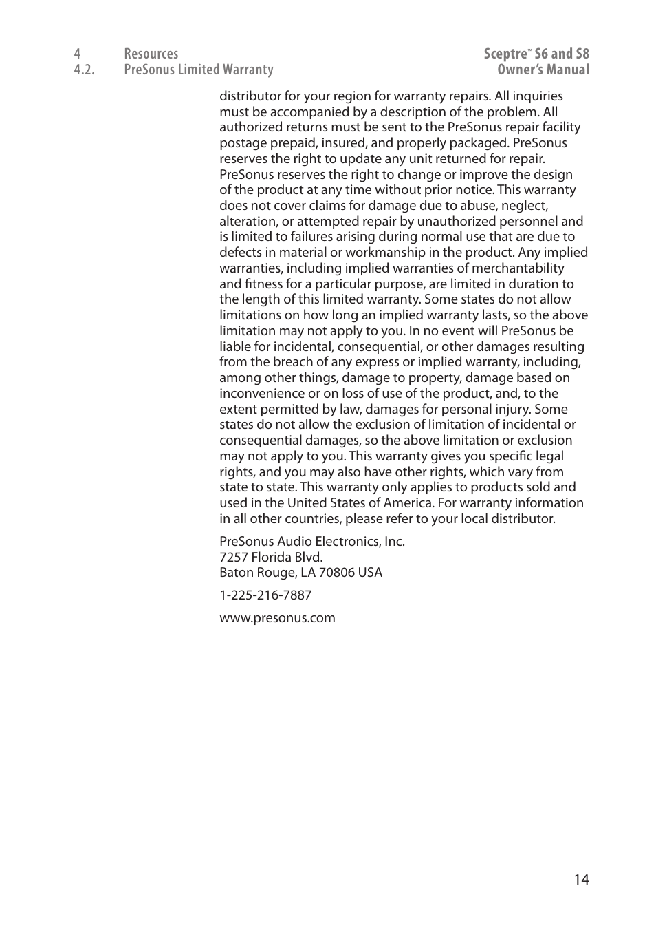 PreSonus Sceptre User Manual | Page 16 / 18
