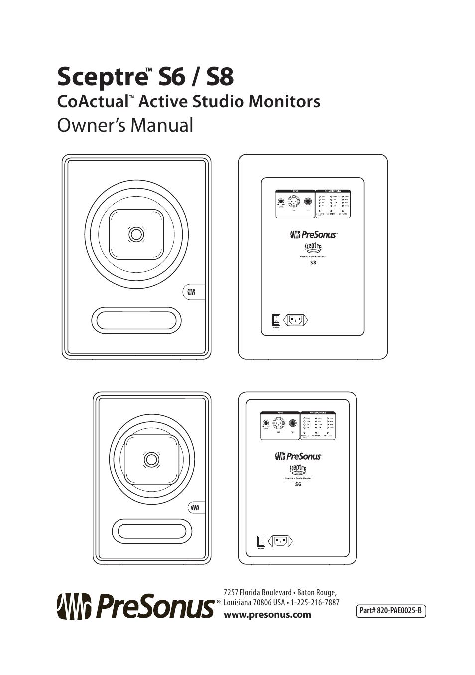 Sceptre, S6 / s8, Owner’s manual | Coactual, Active studio monitors | PreSonus Sceptre User Manual | Page 18 / 18