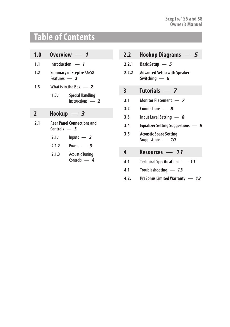 PreSonus Sceptre User Manual | Page 2 / 18