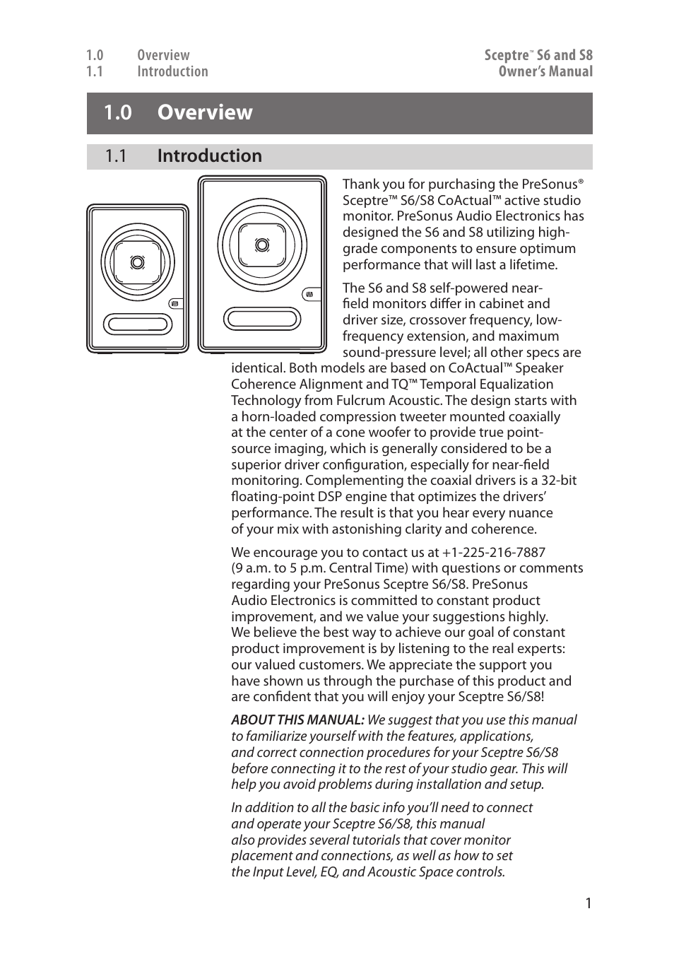 0 overview — 1, Introduction — 1, 0 overview | 1 introduction | PreSonus Sceptre User Manual | Page 3 / 18