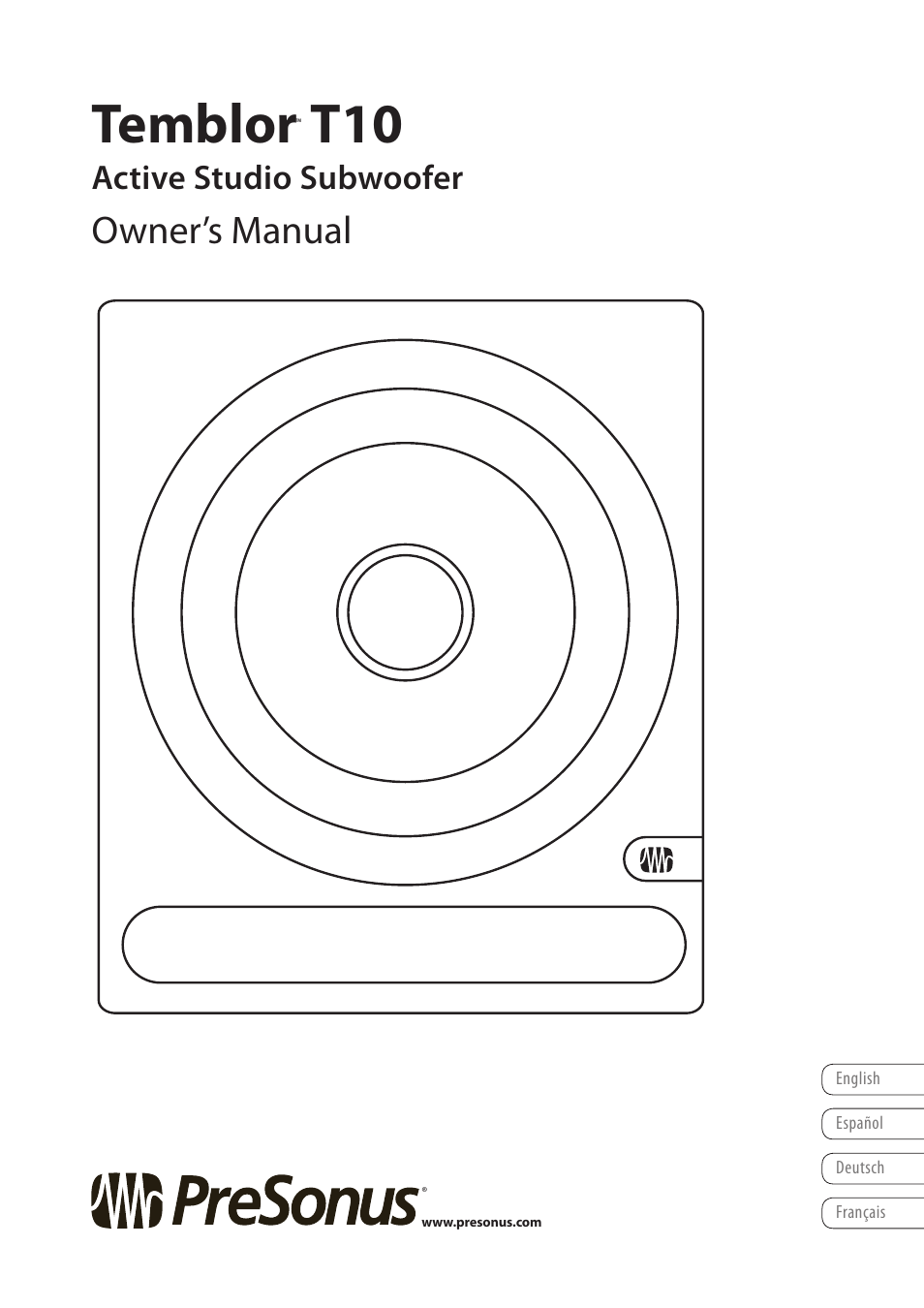 PreSonus Temblor T10 User Manual | 20 pages