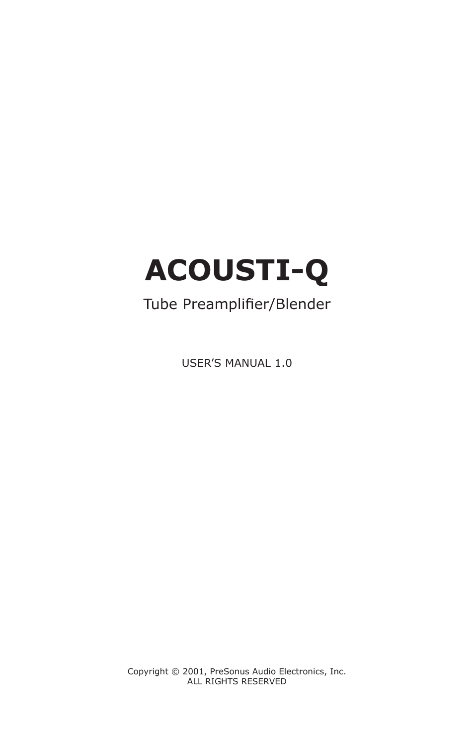 PreSonus Acousti-Q User Manual | 21 pages