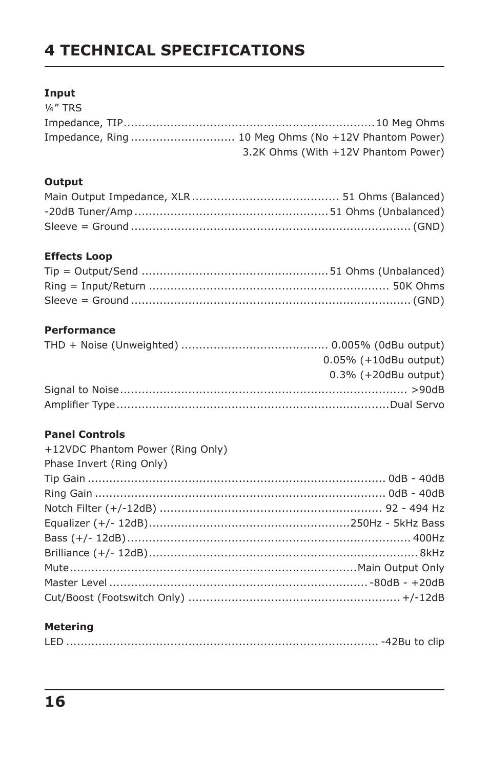 4 technical specifications | PreSonus Acousti-Q User Manual | Page 18 / 21