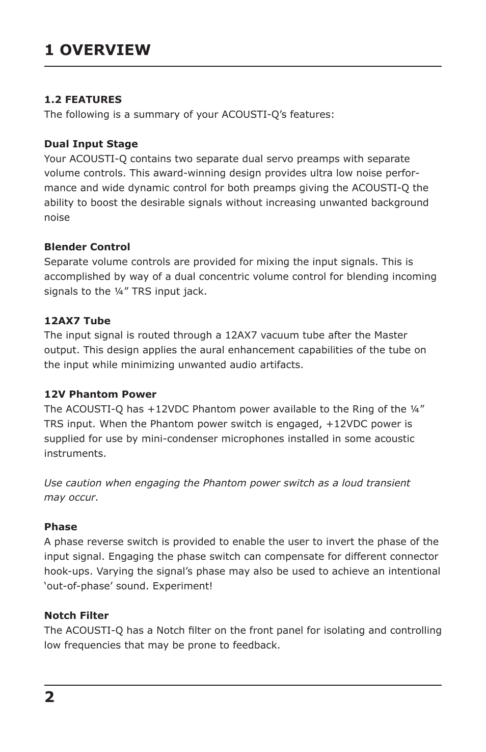 1 overview 2 | PreSonus Acousti-Q User Manual | Page 4 / 21