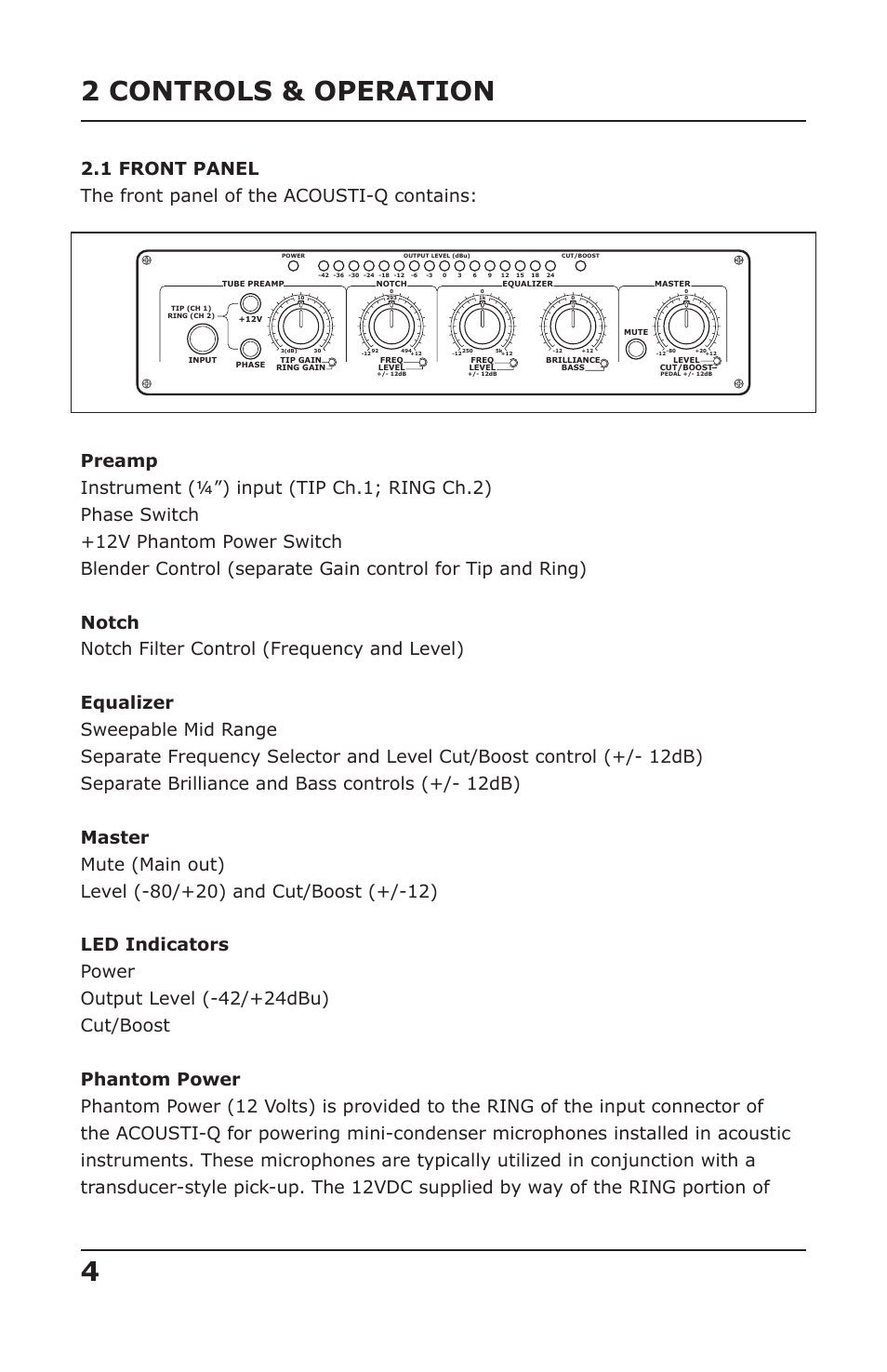 2 controls & operation | PreSonus Acousti-Q User Manual | Page 6 / 21