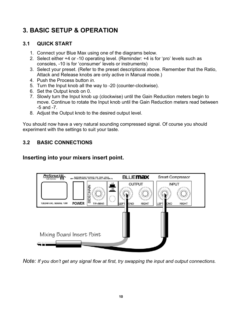 Basic setup & operation, 2 basic connections | PreSonus BlueMAX User Manual | Page 13 / 16