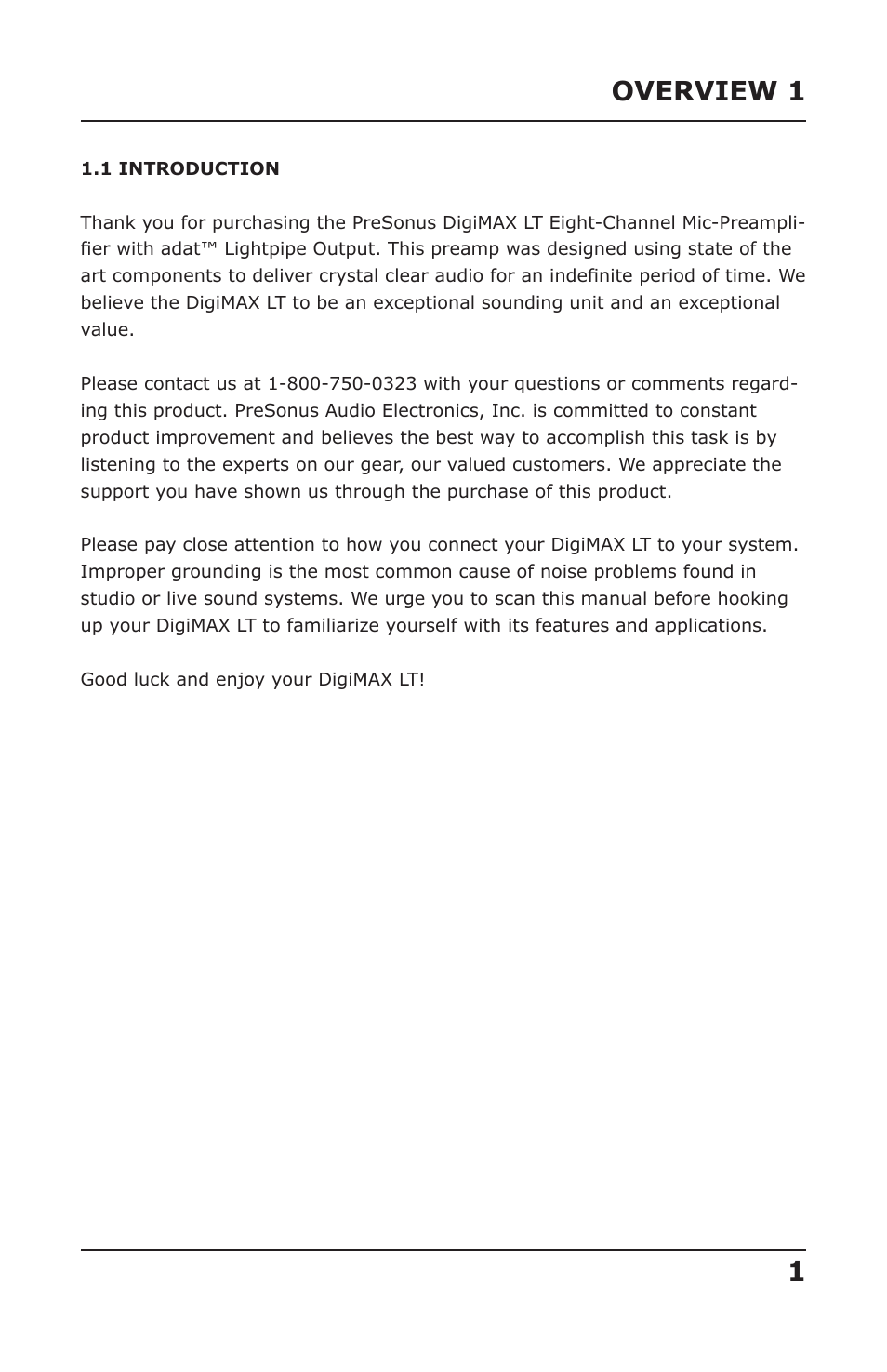 1overview 1 | PreSonus DigiMax LT User Manual | Page 3 / 15
