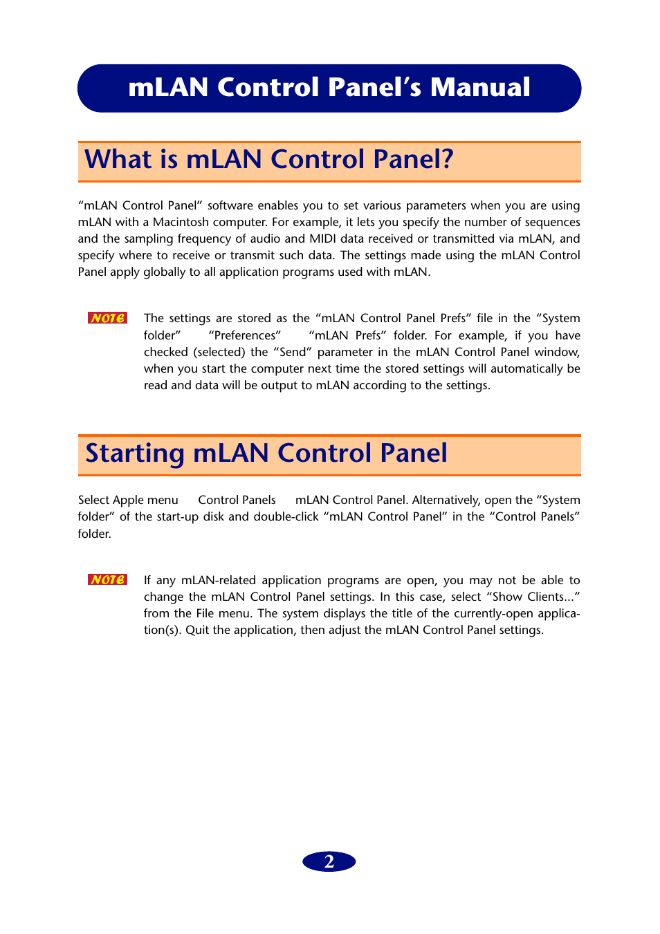 Mlan control panel’s manual, What is mlan control panel, Starting mlan control panel | PreSonus FIREstation User Manual | Page 2 / 16