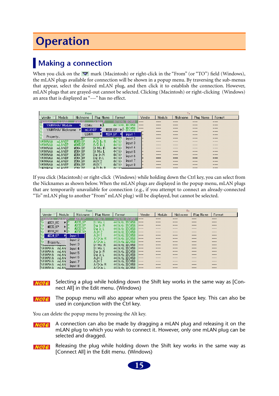 Operation, Making a connection | PreSonus FIREstation User Manual | Page 15 / 17