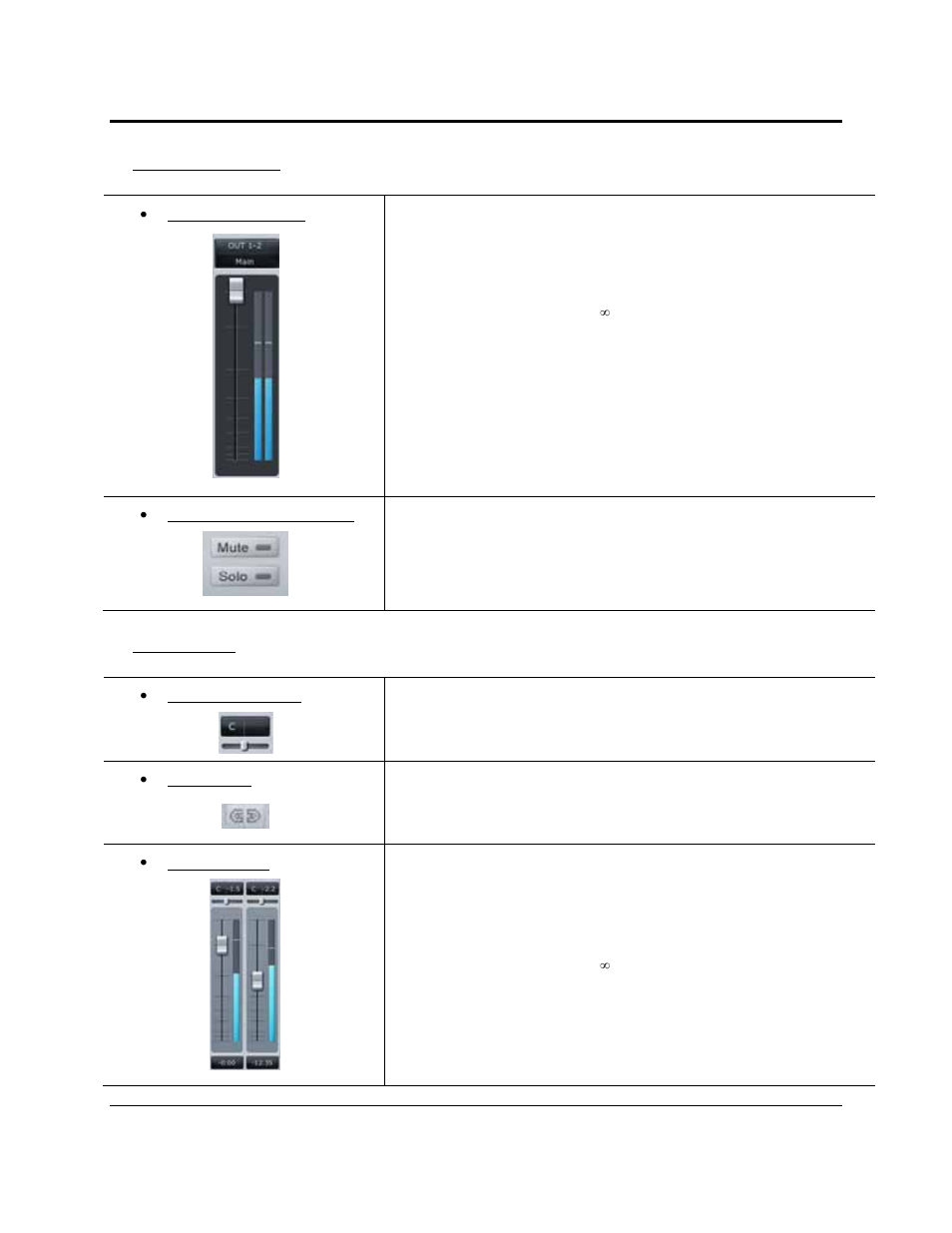 Controls & connections, Master output fader, Master mute and solo clear | Channel pan sliders, Link buttons, Channel faders | PreSonus FireStudio Lightpipe User Manual | Page 28 / 37