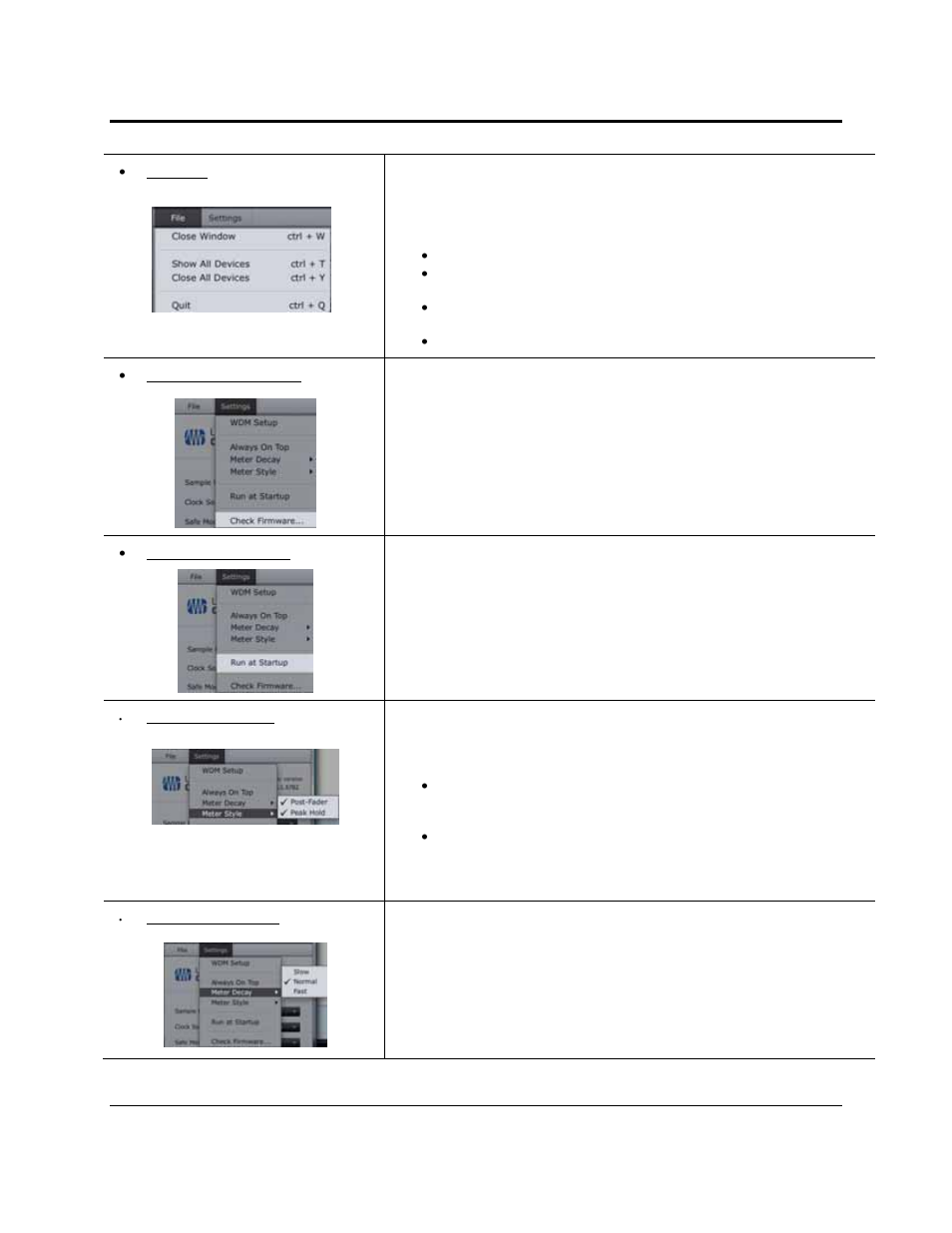 Controls and connections, Settings: meter style, Settings: meter decay | PreSonus FireStudio Tube User Manual | Page 26 / 39