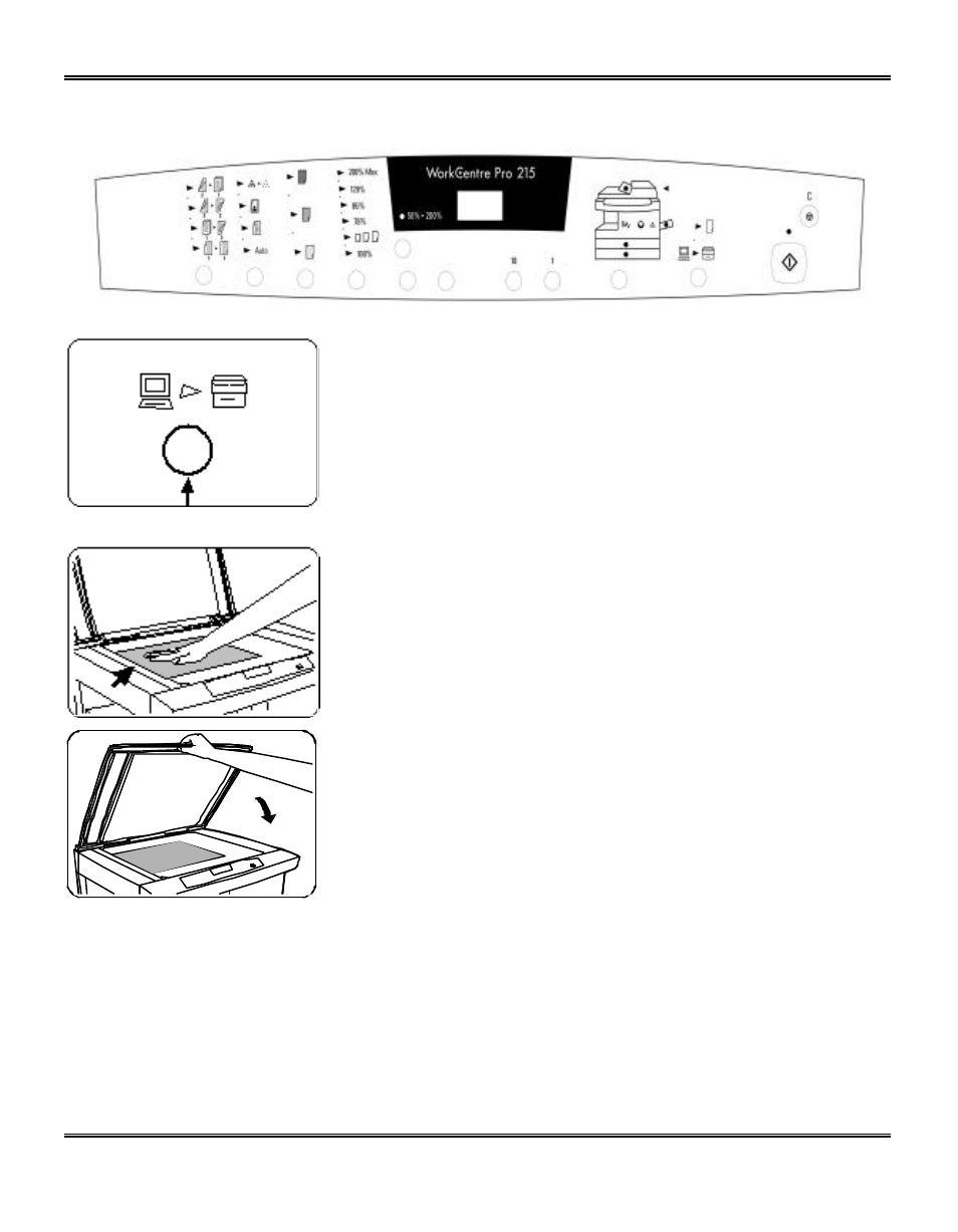 Making copies on the document glass | Xerox WorkCentre Pro 215 User Manual | Page 23 / 62