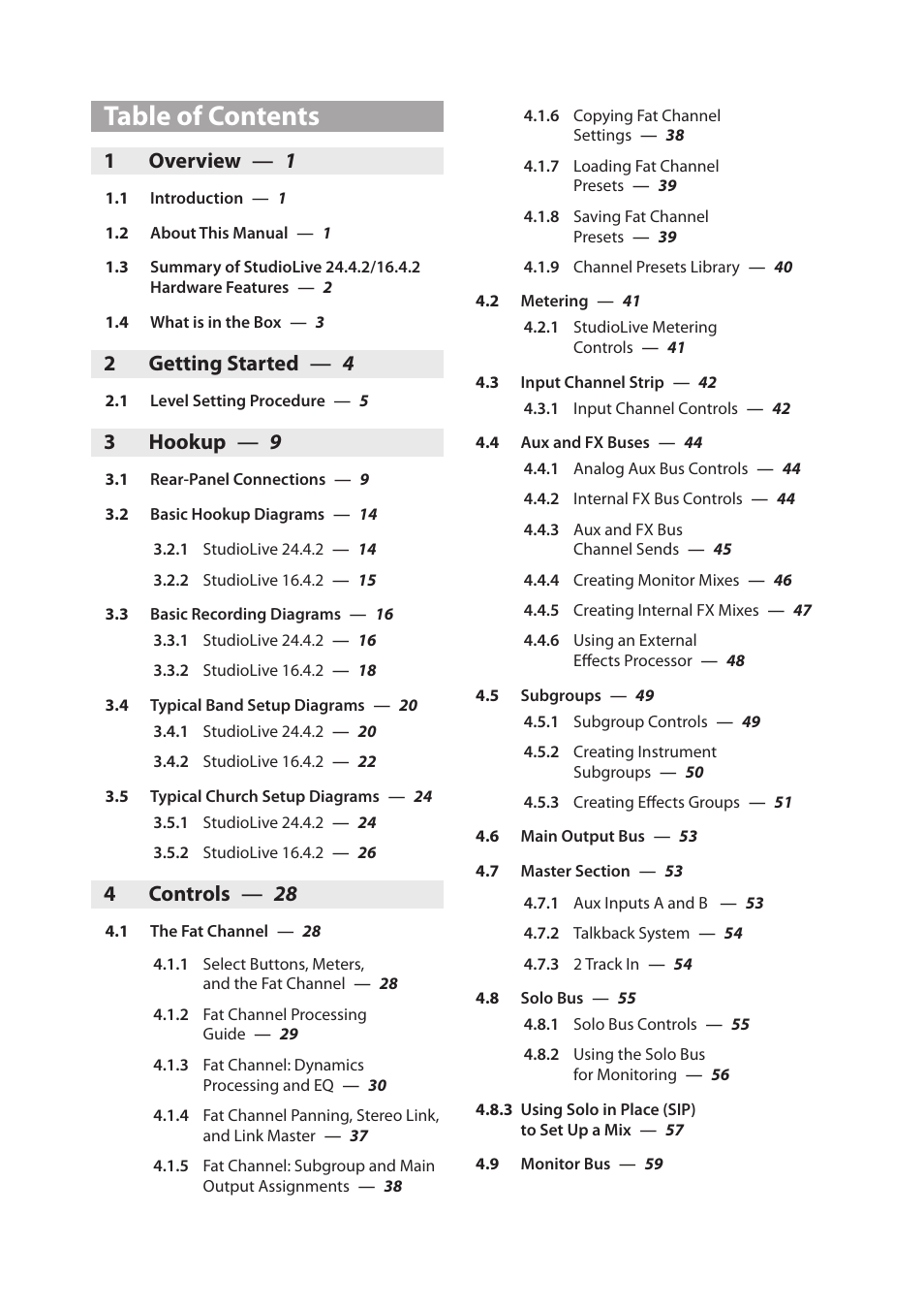 PreSonus StudioLive 24.4.2 User Manual | Page 3 / 112