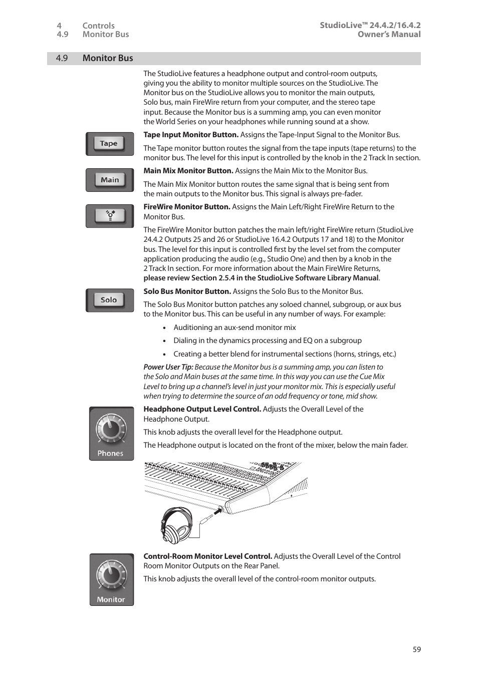 9 monitor bus, 9 monitor bus — 59 | PreSonus StudioLive 24.4.2 User Manual | Page 63 / 112