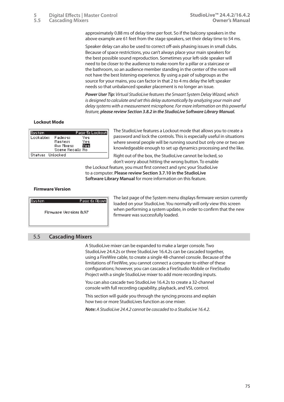 5 cascading mixers, 5 cascading mixers — 75 | PreSonus StudioLive 24.4.2 User Manual | Page 79 / 112