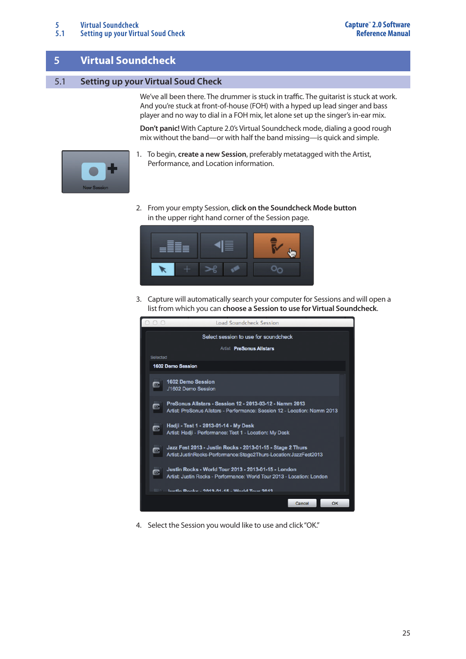 Virtual soundcheck — 25, Setting up your virtual soud check — 25, 5virtual soundcheck | PreSonus Capture  2.0 User Manual | Page 27 / 37