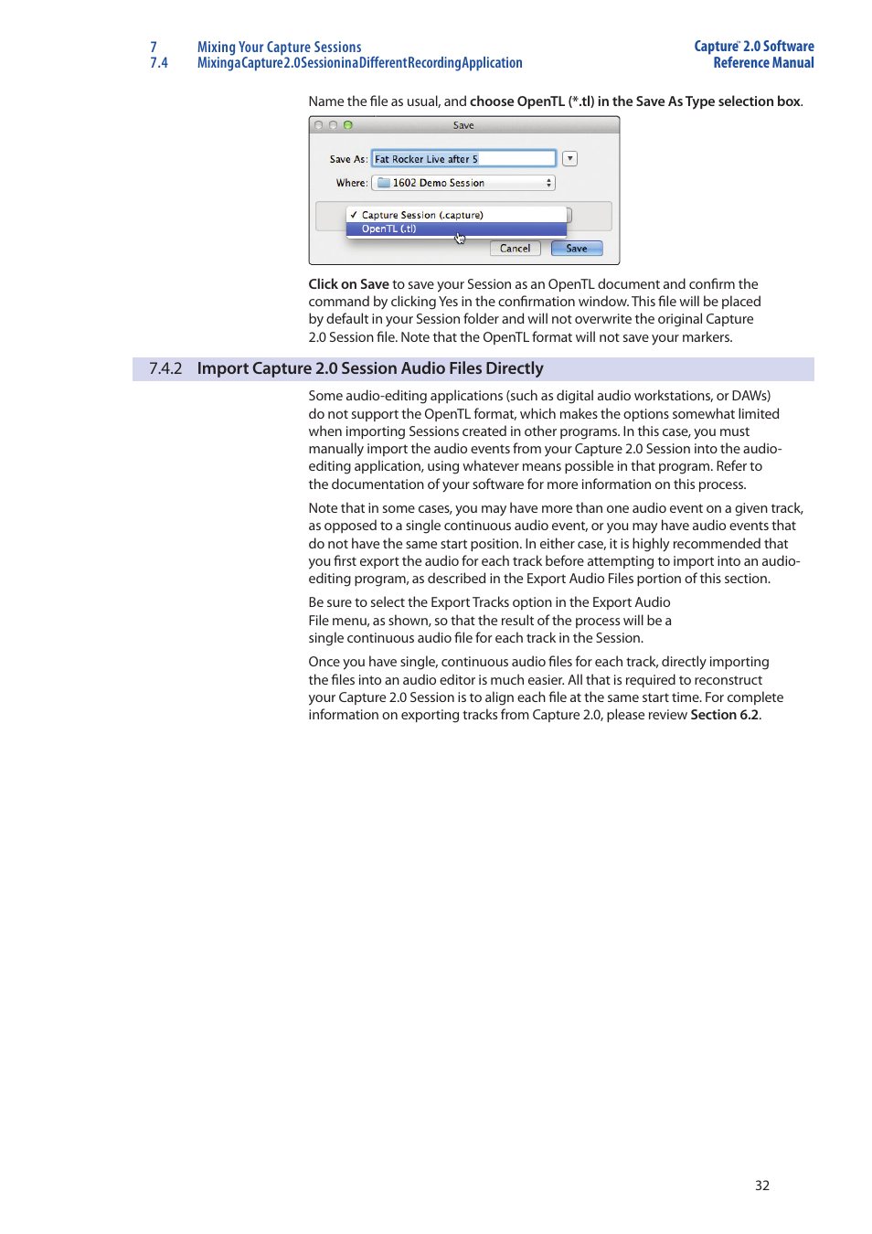 2 import capture 2.0 session audio files, Directly — 32 | PreSonus Capture  2.0 User Manual | Page 34 / 37