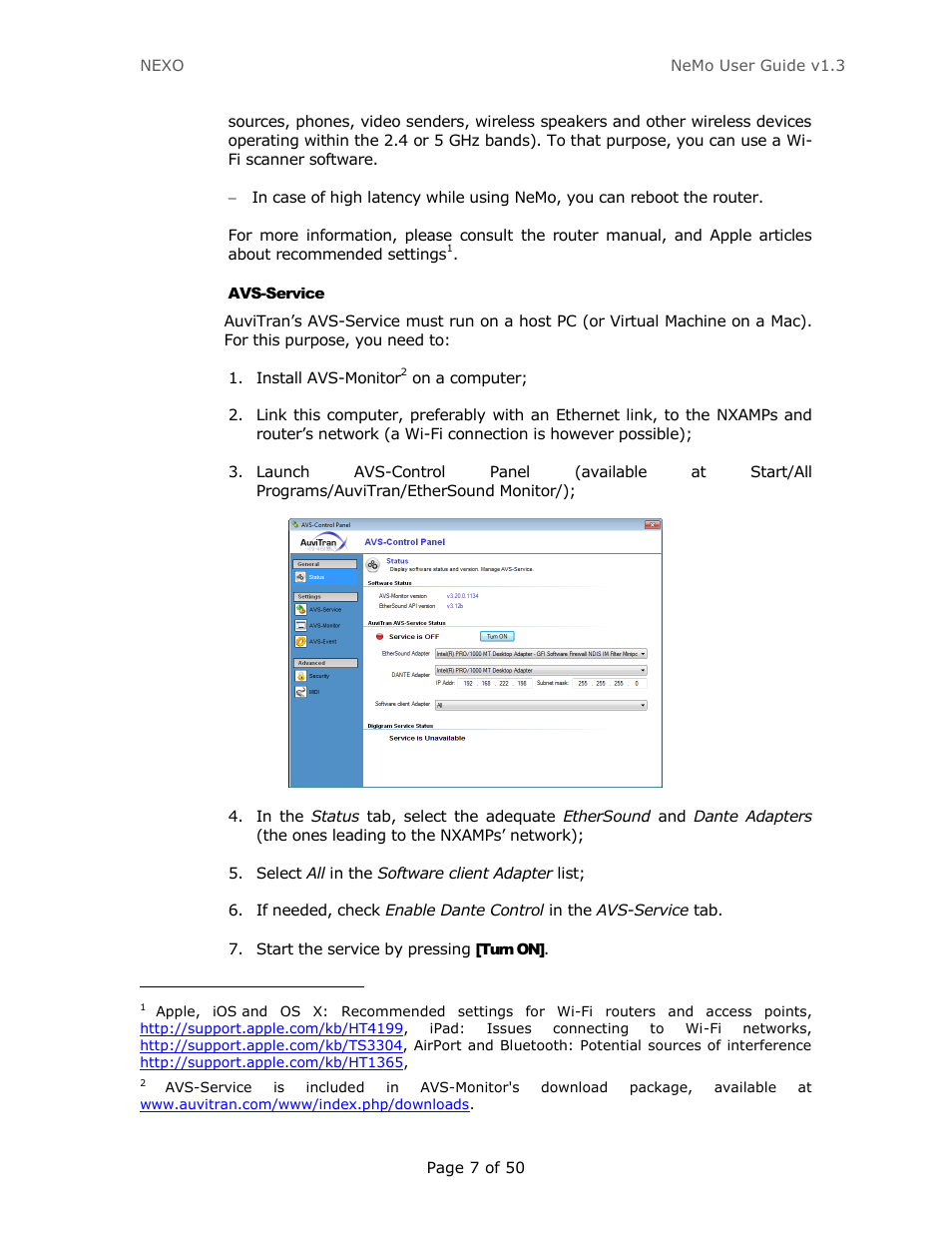 Avs-service | Nexo NEMO User Manual | Page 7 / 50