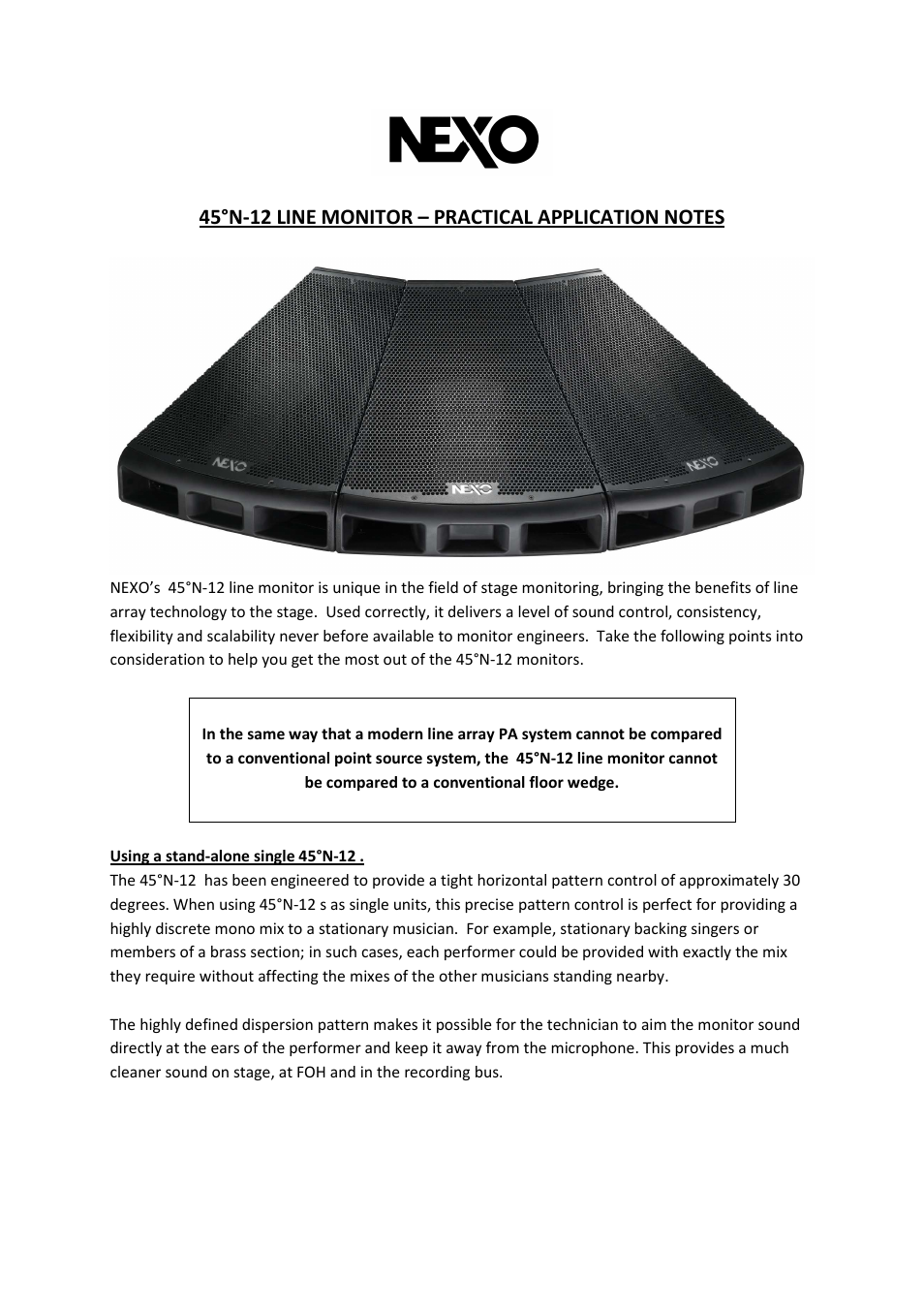 Nexo 45N Monitor User Manual | 5 pages