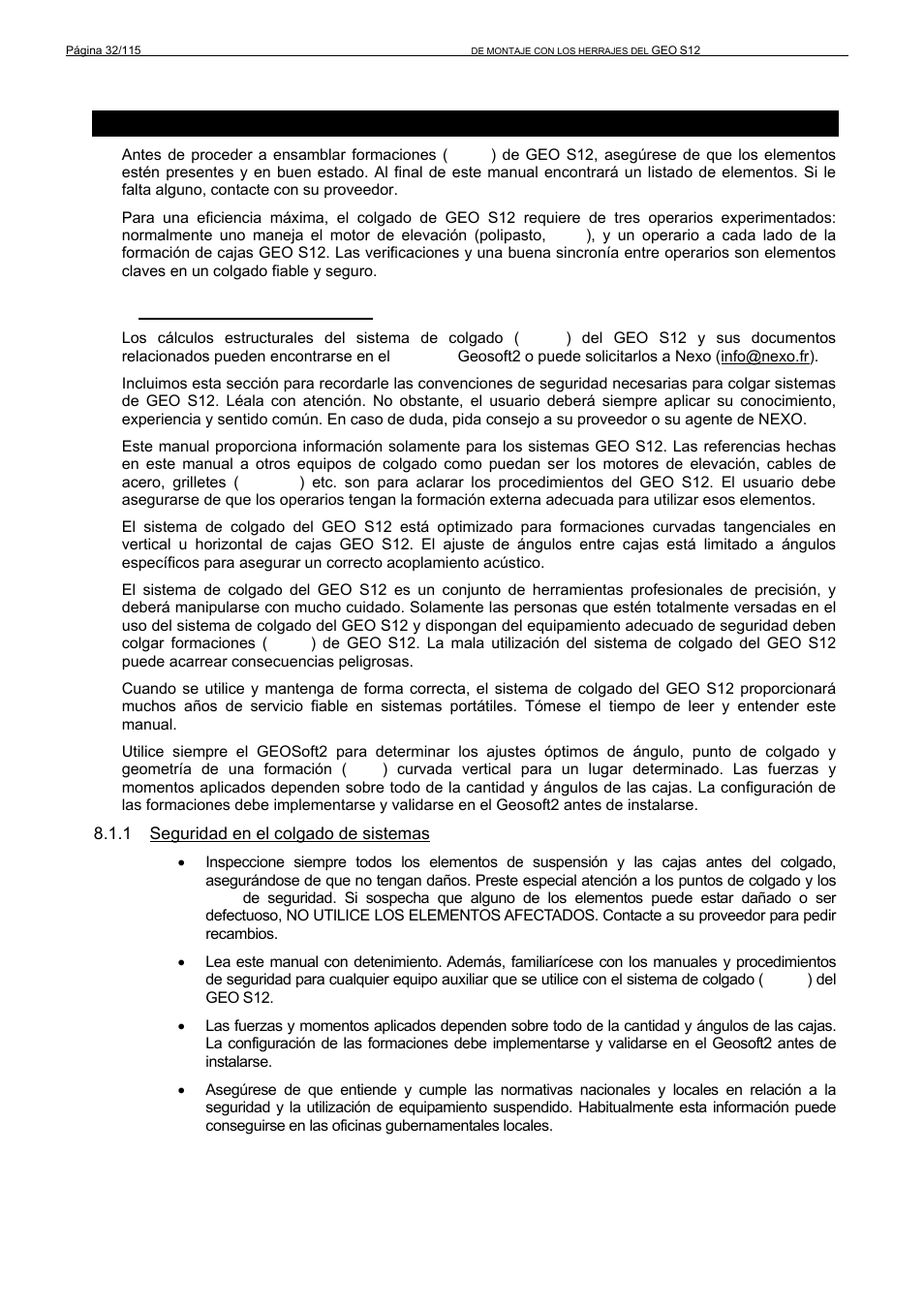 1 la seguridad primero | Nexo GEO S12 User Manual | Page 32 / 115