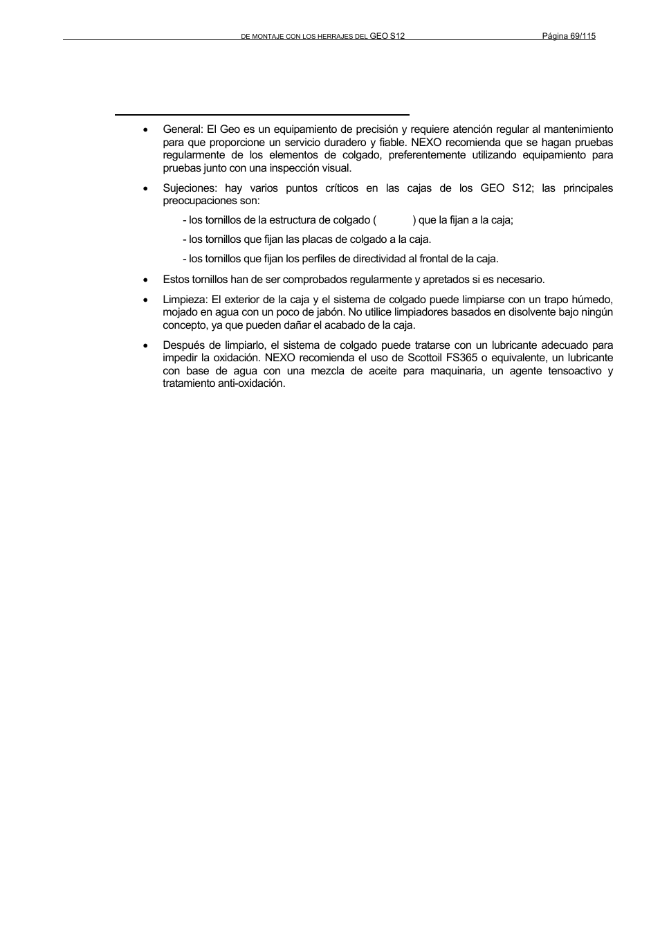 5 comprobaciones y mantenimiento del sistema | Nexo GEO S12 User Manual | Page 69 / 115