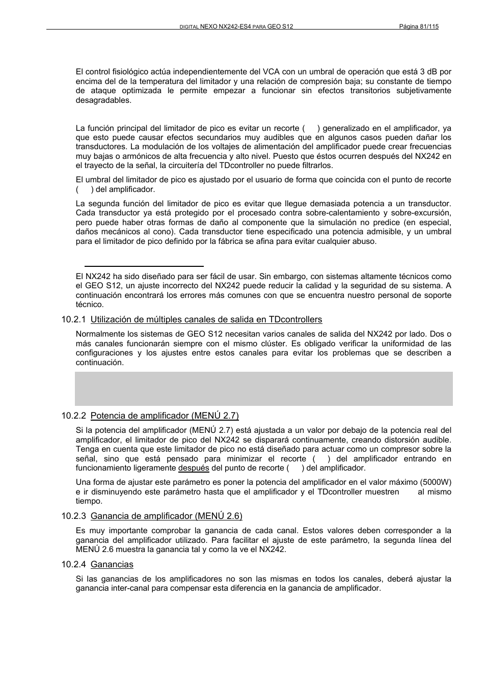 2 resolución de problemas | Nexo GEO S12 User Manual | Page 81 / 115