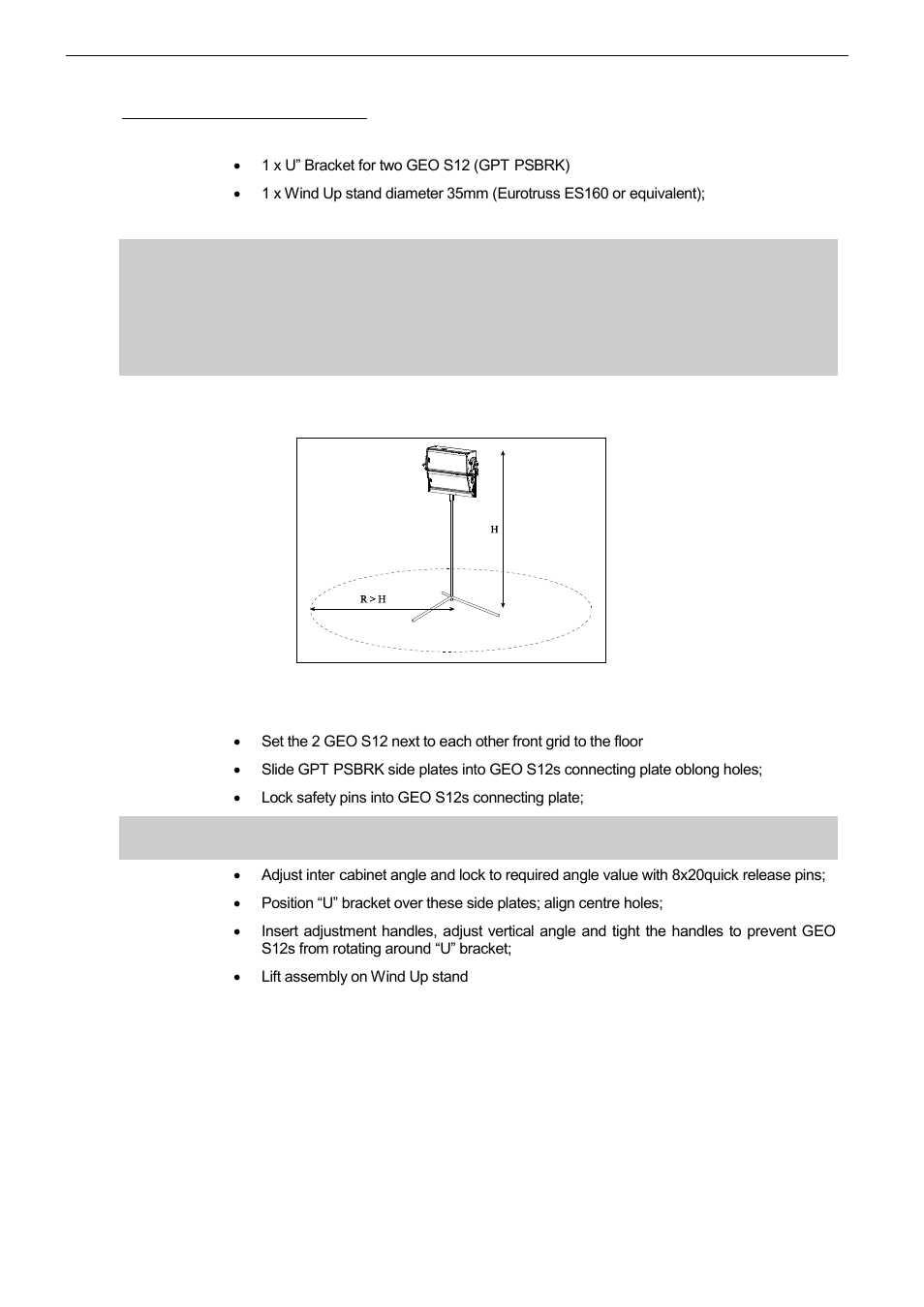 5 two geo s12 on wind-up stand, Required items, Procedure | Nexo LS18 User Manual | Page 50 / 103