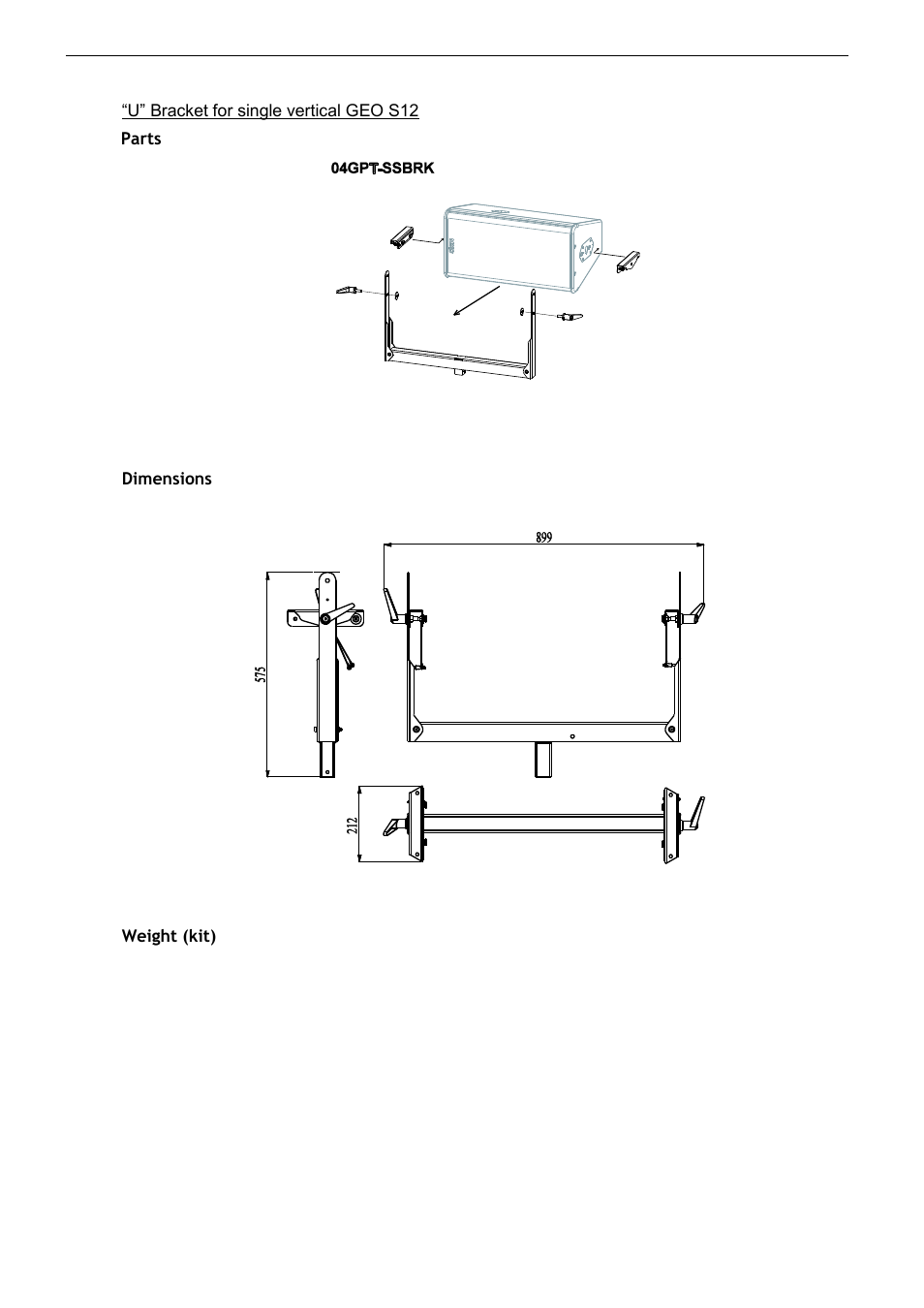 8 “u” bracket for single vertical geo s12, Parts | Nexo LS18 User Manual | Page 86 / 103