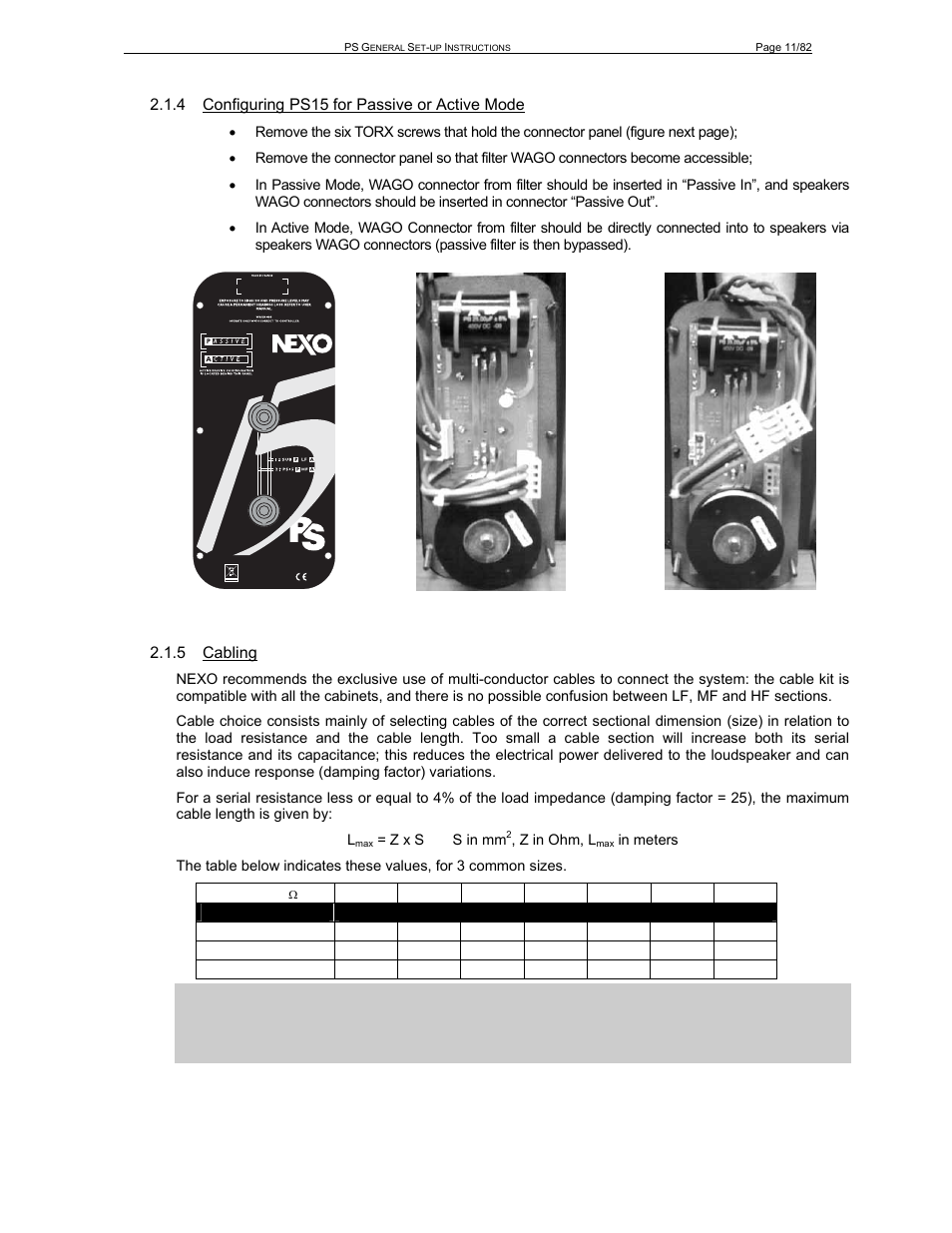 4 configuring ps15 for passive or active mode, 5 cabling | Nexo PS-R2 User Manual | Page 11 / 82