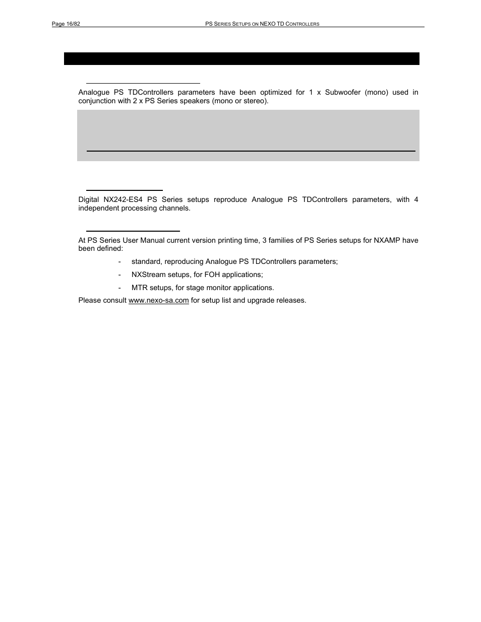 4 ps, Nexo, 1 analogue pstdcontrollers | 3 nxamp tdcontrollers | Nexo PS-R2 User Manual | Page 16 / 82