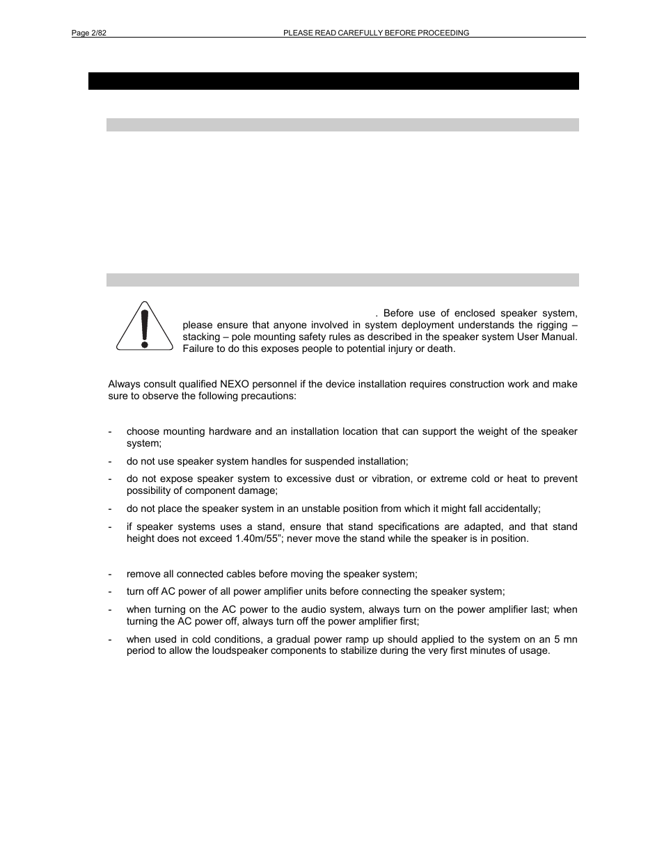 Please, Read, Carefully | Before, Proceeding | Nexo PS-R2 User Manual | Page 2 / 82