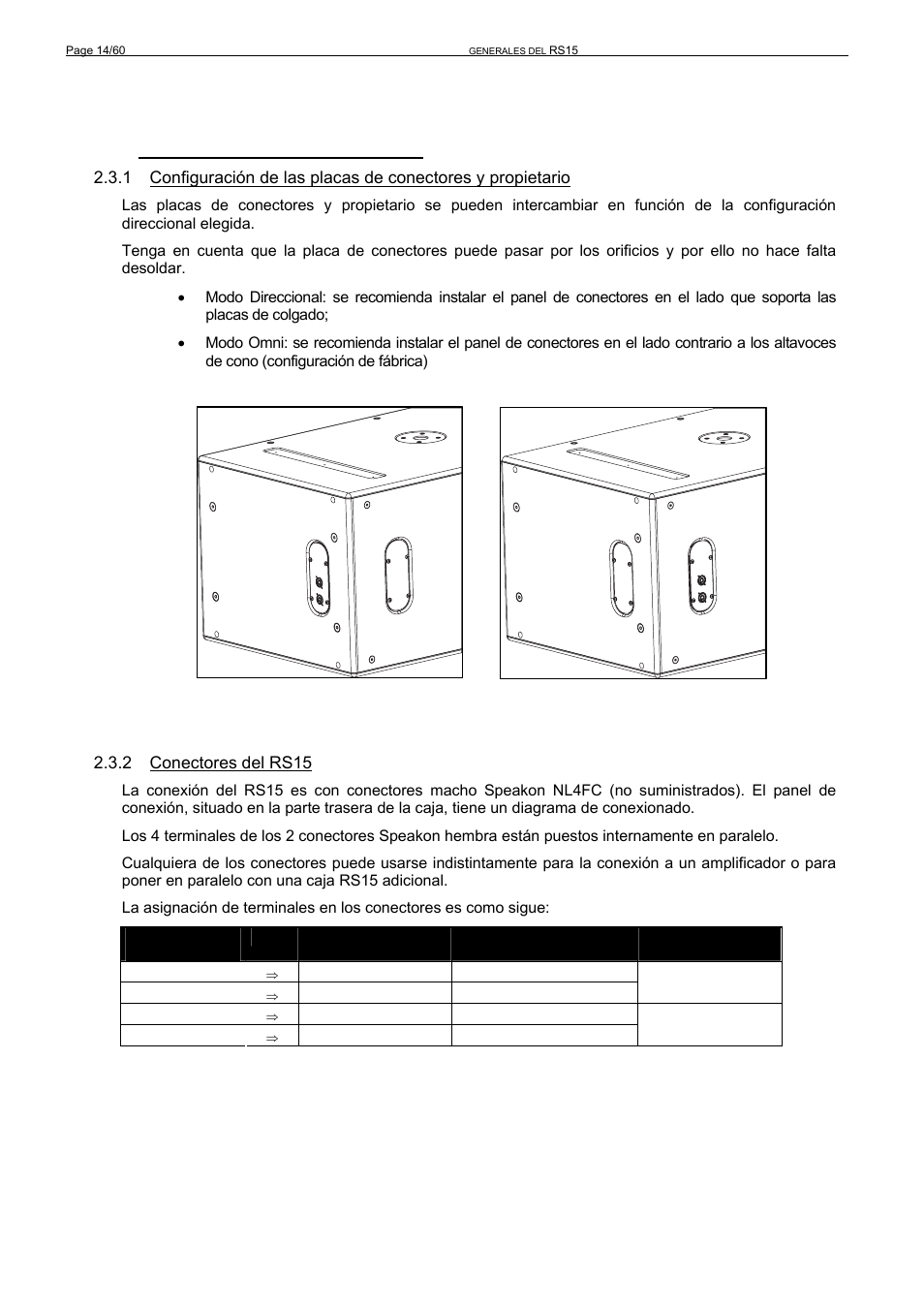 3 conexión de las cajas acústicas | Nexo RS User Manual | Page 14 / 60