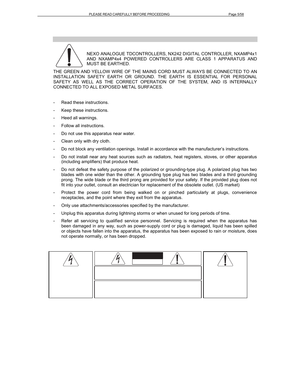 Caution, Safety instructions for nexo td controllers | Nexo RS User Manual | Page 5 / 58
