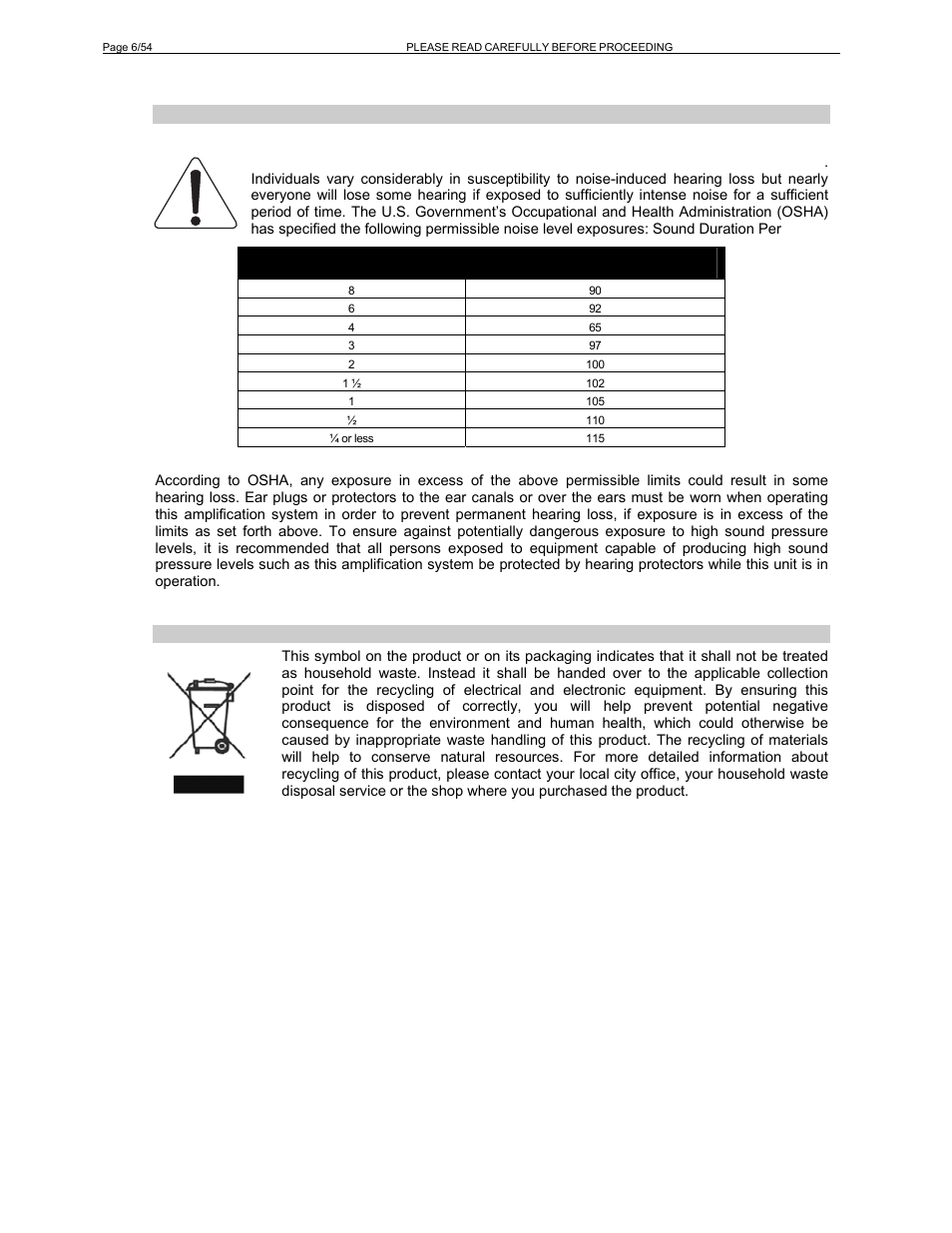 High sound pressure levels, Disposal of old electrical & electronic equipment | Nexo RS User Manual | Page 6 / 54