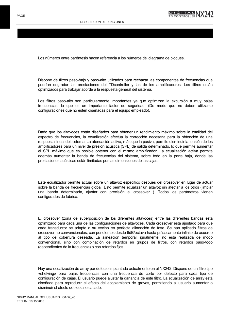 Descripción de funciones | Nexo NXAMP User Manual | Page 12 / 38