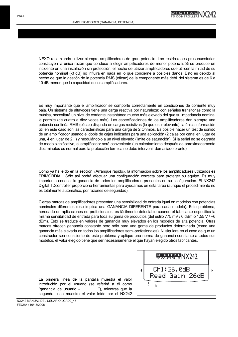 Amplificadores (ganancia, potencia) | Nexo NXAMP User Manual | Page 24 / 38