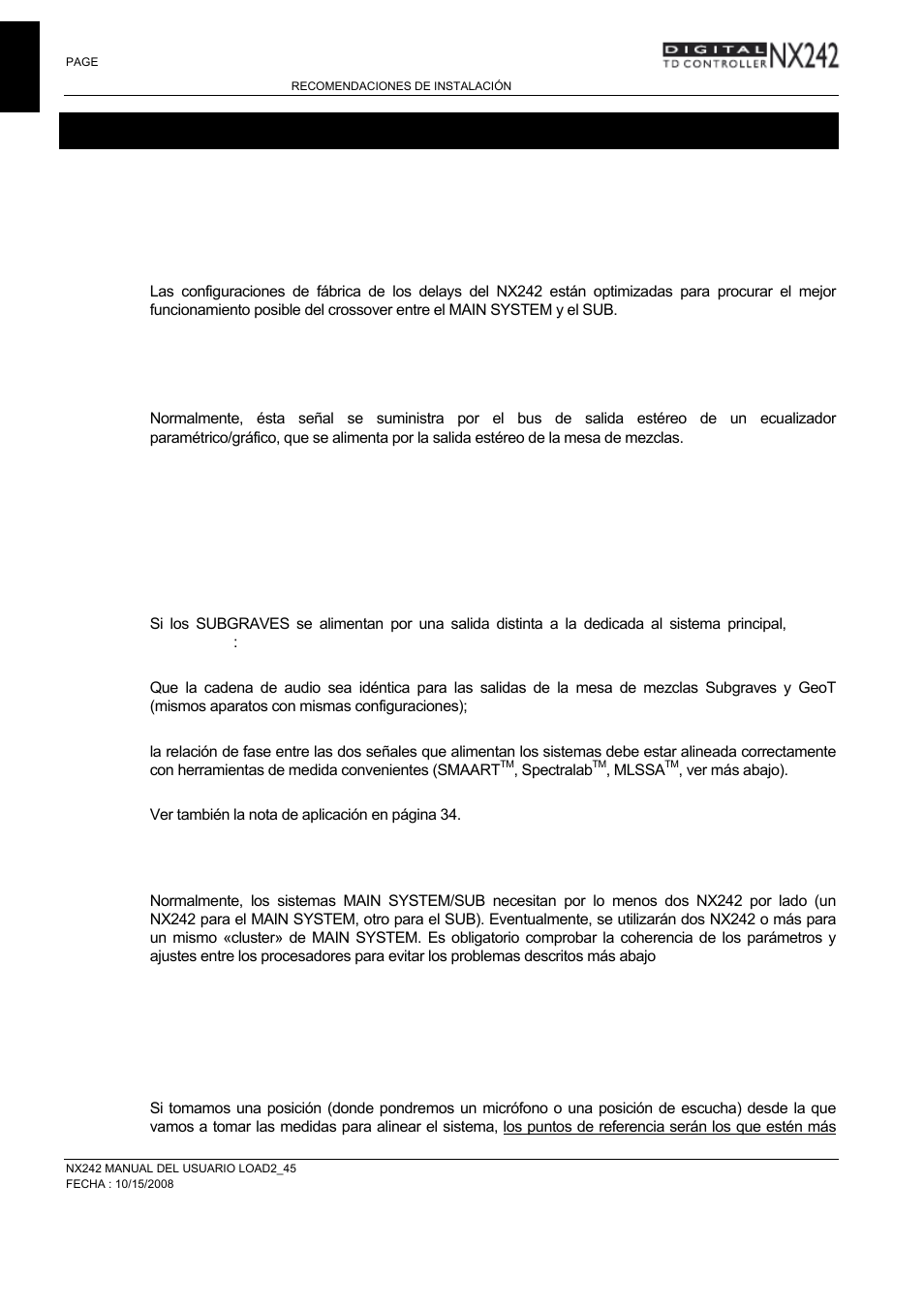 Recomendaciones de instalación | Nexo NXAMP User Manual | Page 28 / 38