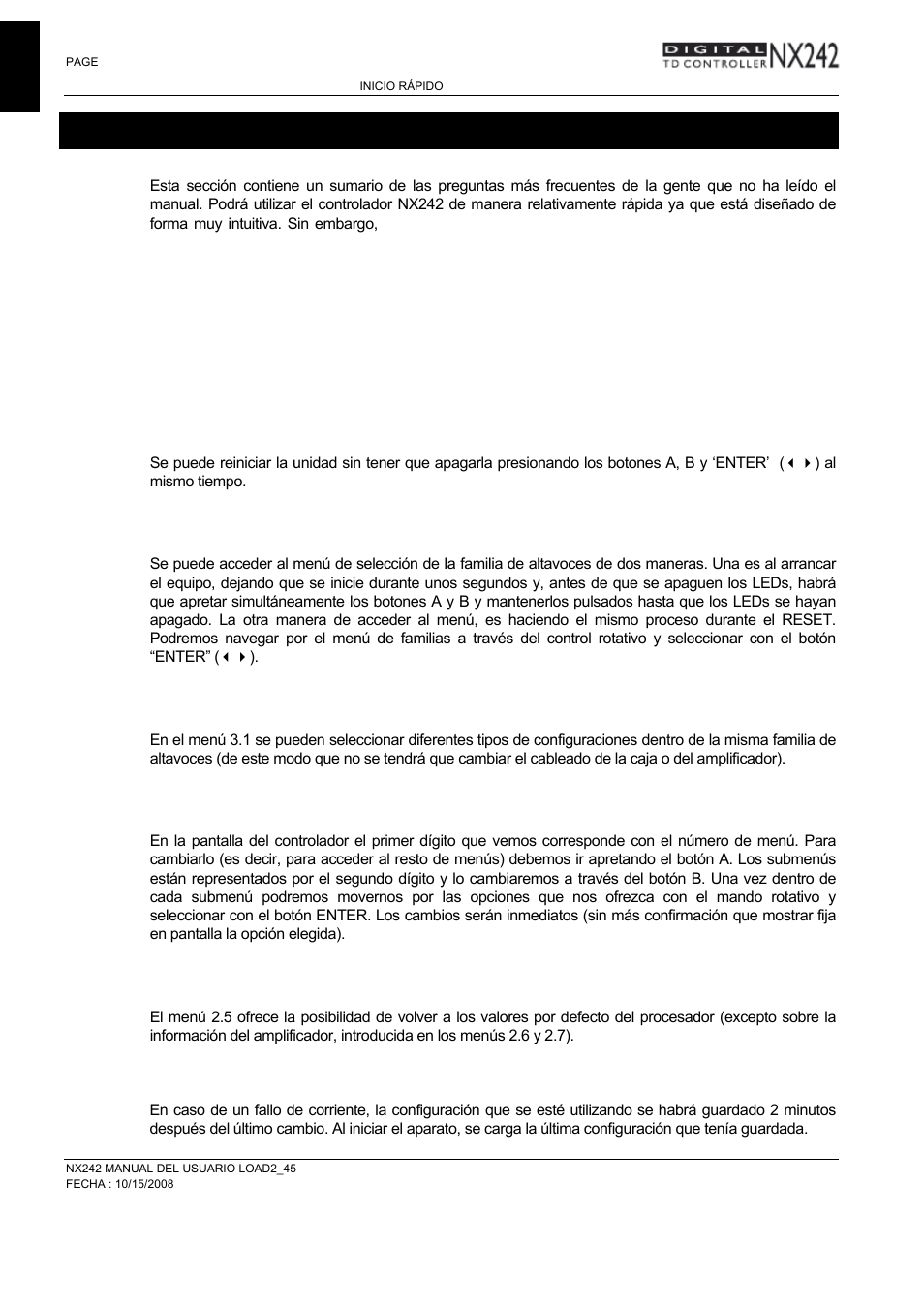 Inicio rápido | Nexo NXAMP User Manual | Page 6 / 38