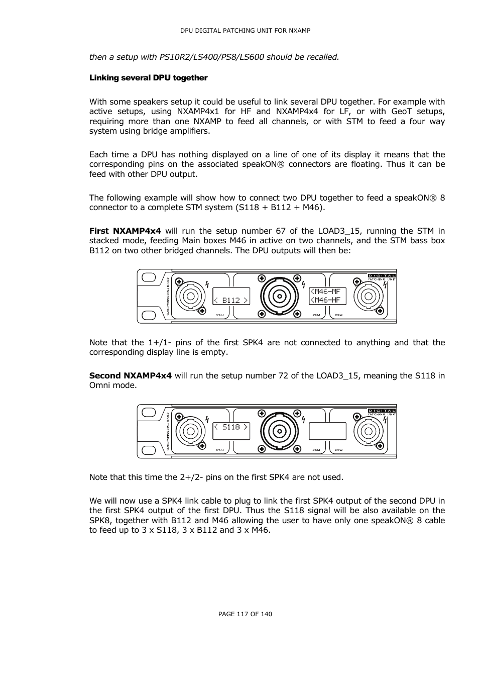 Linking several dpu together, Inking several, Together | Nexo NUAR User Manual | Page 117 / 140