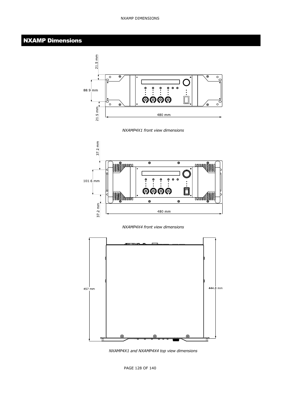 Nxamp dimensions | Nexo NUAR User Manual | Page 128 / 140