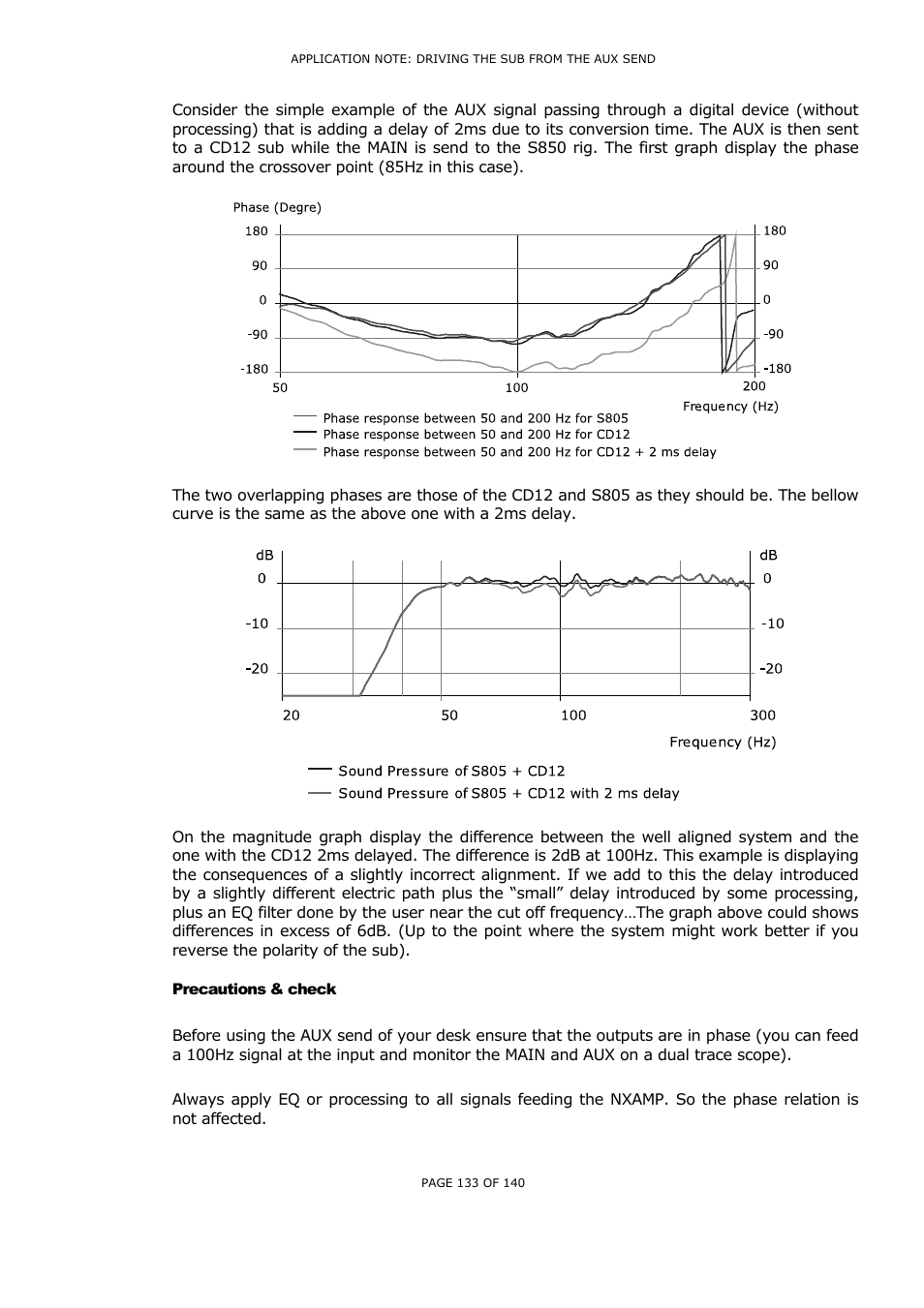 Precautions & check, Recautions, Check | Nexo NUAR User Manual | Page 133 / 140