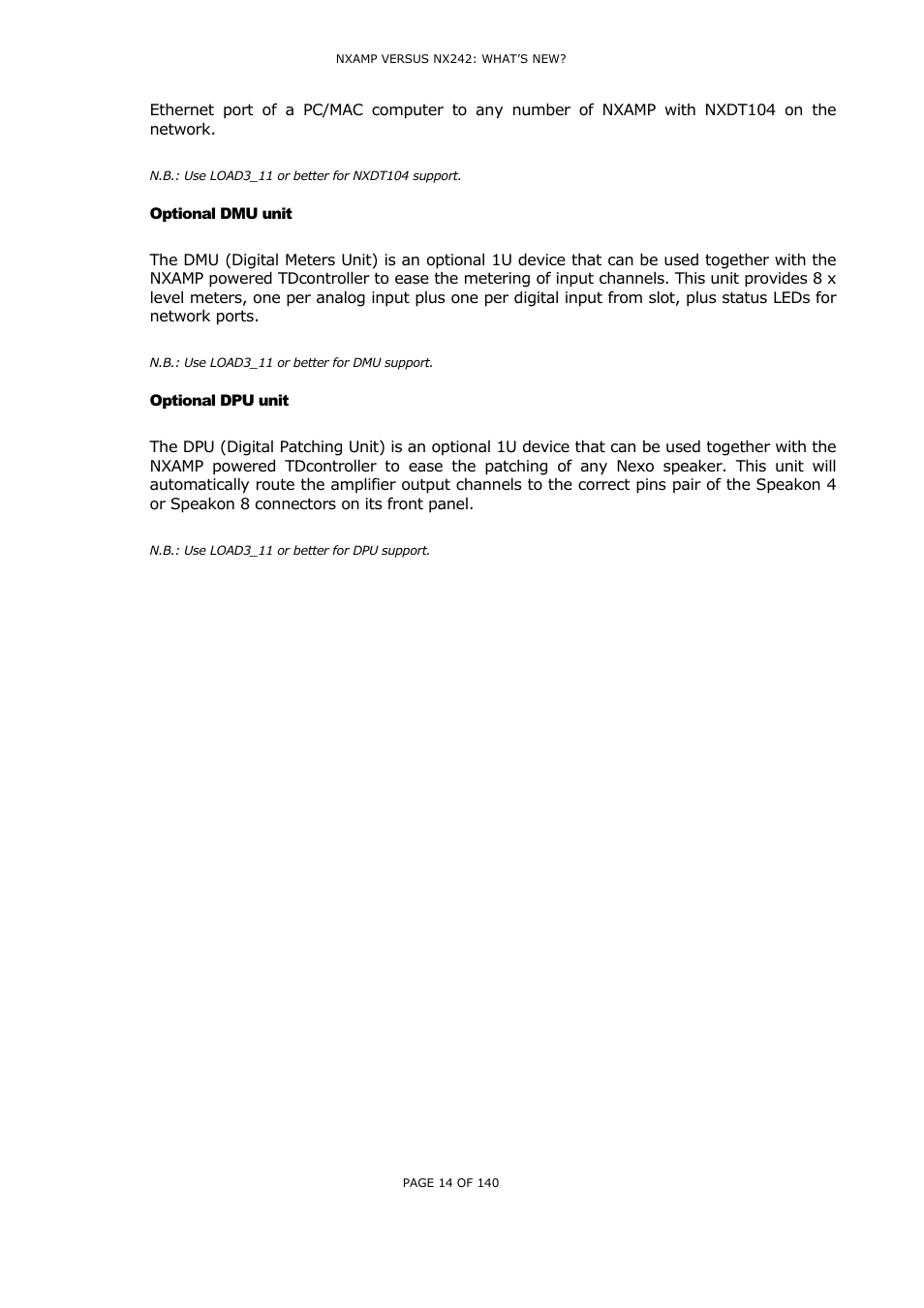 Optional dmu unit, Optional dpu unit, Ptional | Unit | Nexo NUAR User Manual | Page 14 / 140