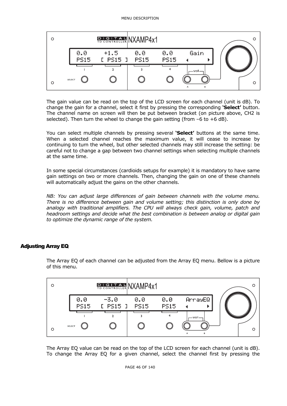 Adjusting array eq, Djusting, Rray | Nexo NUAR User Manual | Page 46 / 140