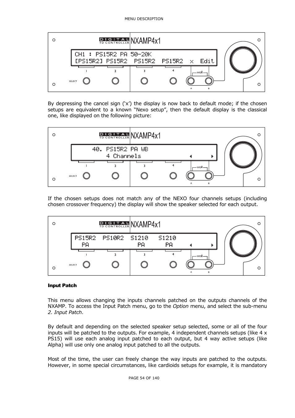 Input patch, Nput, Atch | Nexo NUAR User Manual | Page 54 / 140