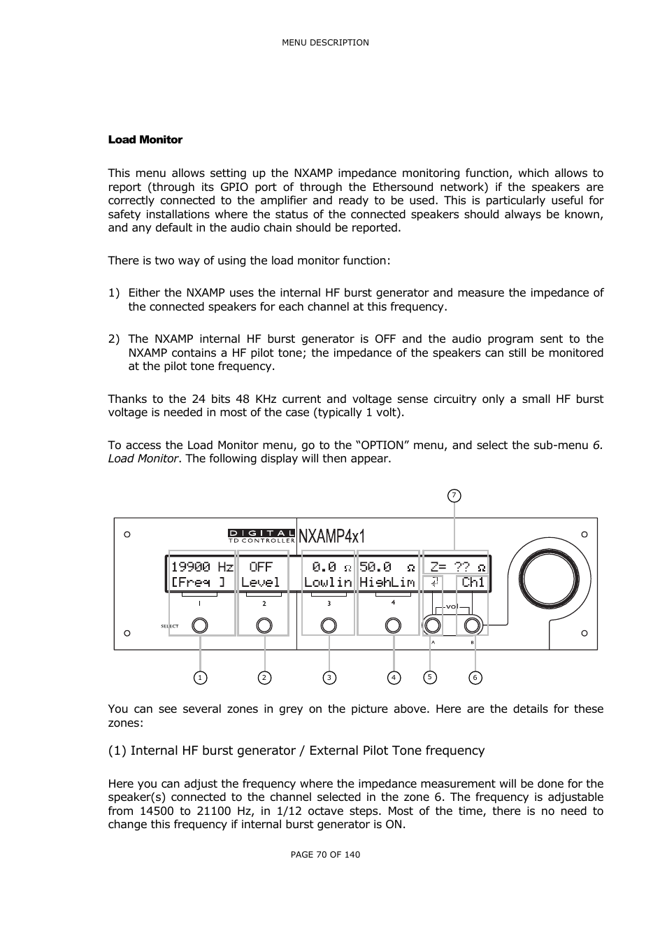 Load monitor, Onitor | Nexo NUAR User Manual | Page 70 / 140