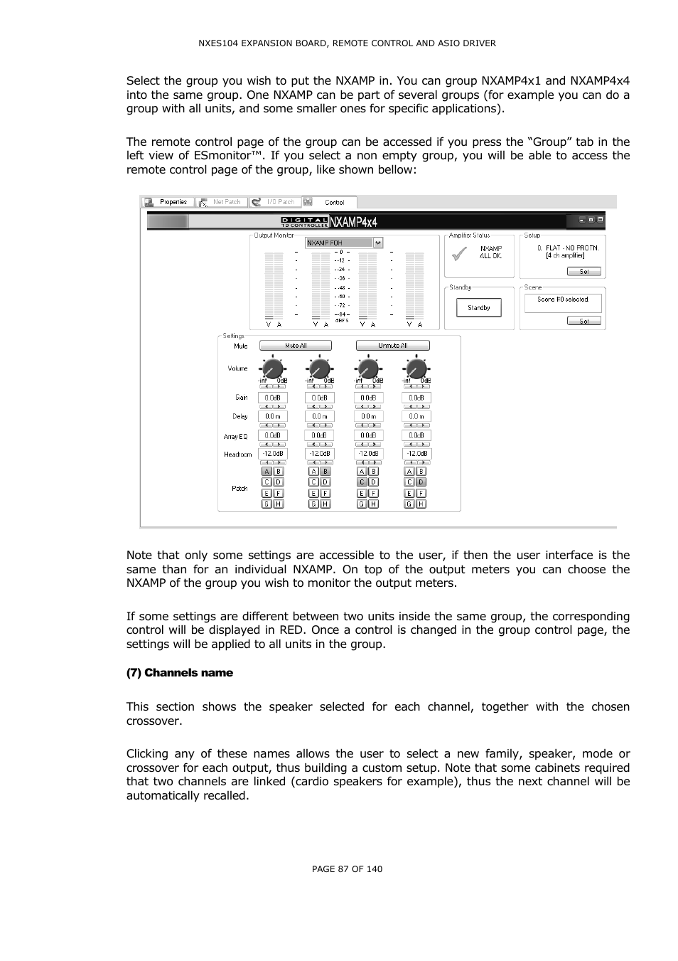 7) channels name, Hannels name | Nexo NUAR User Manual | Page 87 / 140