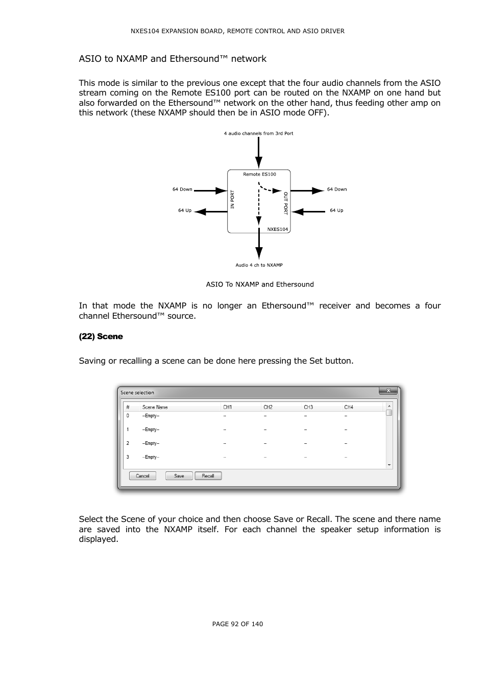 Asio to nxamp and ethersound™ network, 22) scene, Cene | Nexo NUAR User Manual | Page 92 / 140