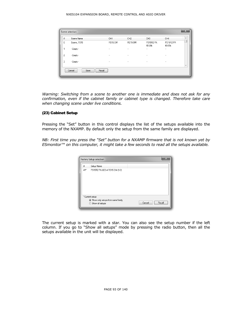 23) cabinet setup, Abinet, Etup | Nexo NUAR User Manual | Page 93 / 140