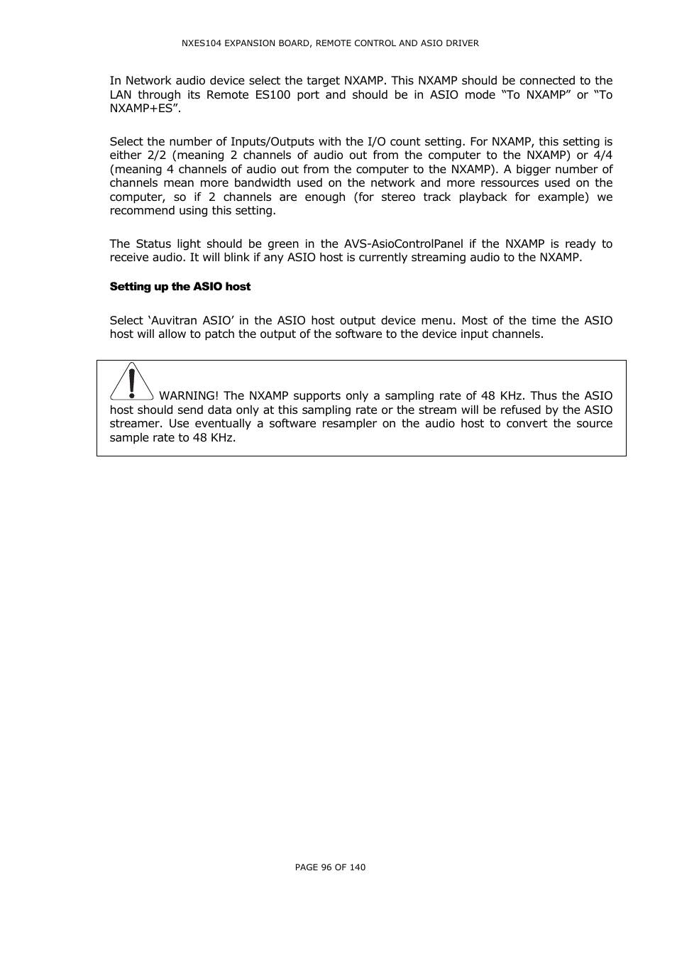 Setting up the asio host, Etting up the, Asio | Host | Nexo NUAR User Manual | Page 96 / 140