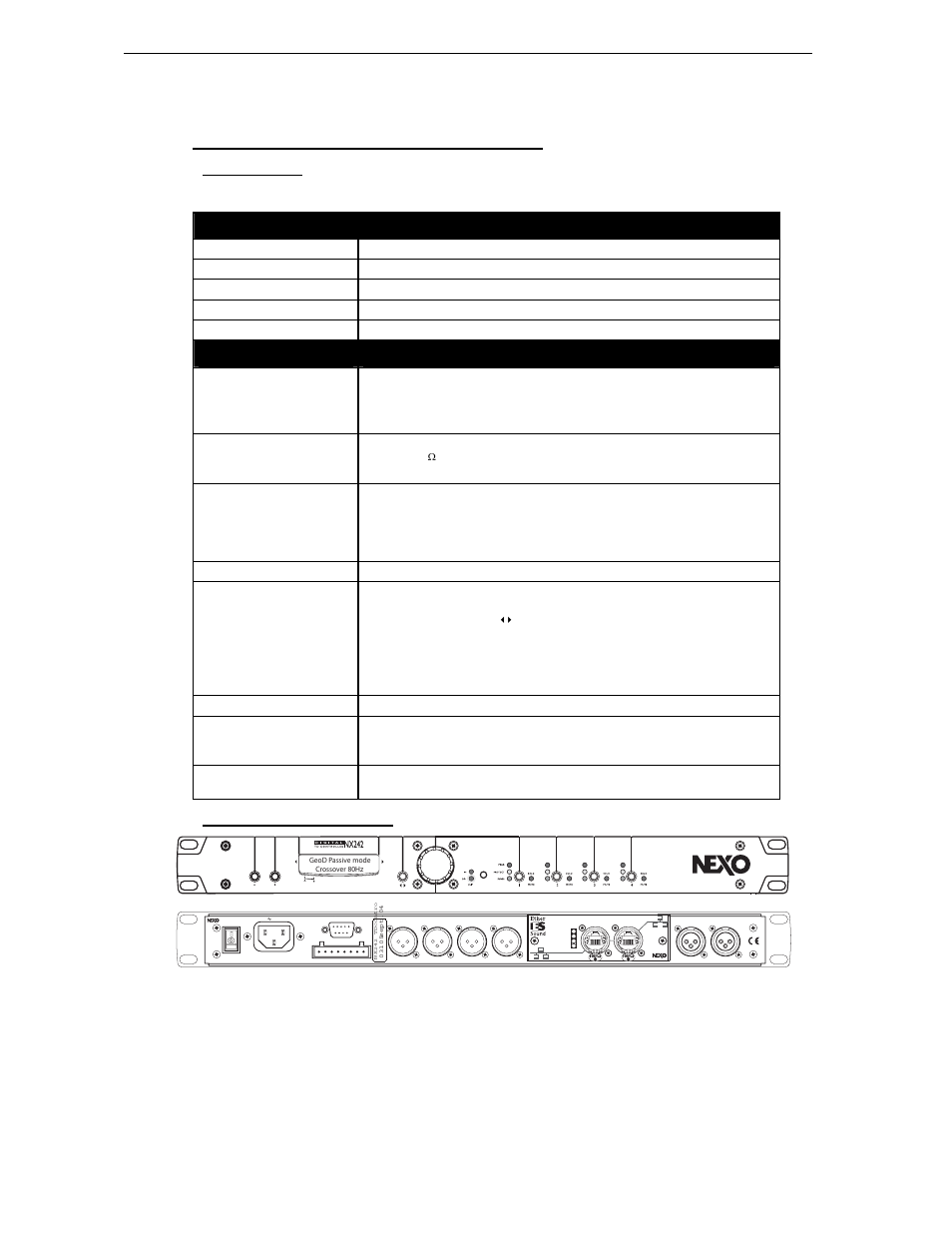 4 nx242 tdcontroller with nx-tension card, 1 specifications, 2 front and rear panel view | Nexo GEO D User Manual | Page 85 / 94